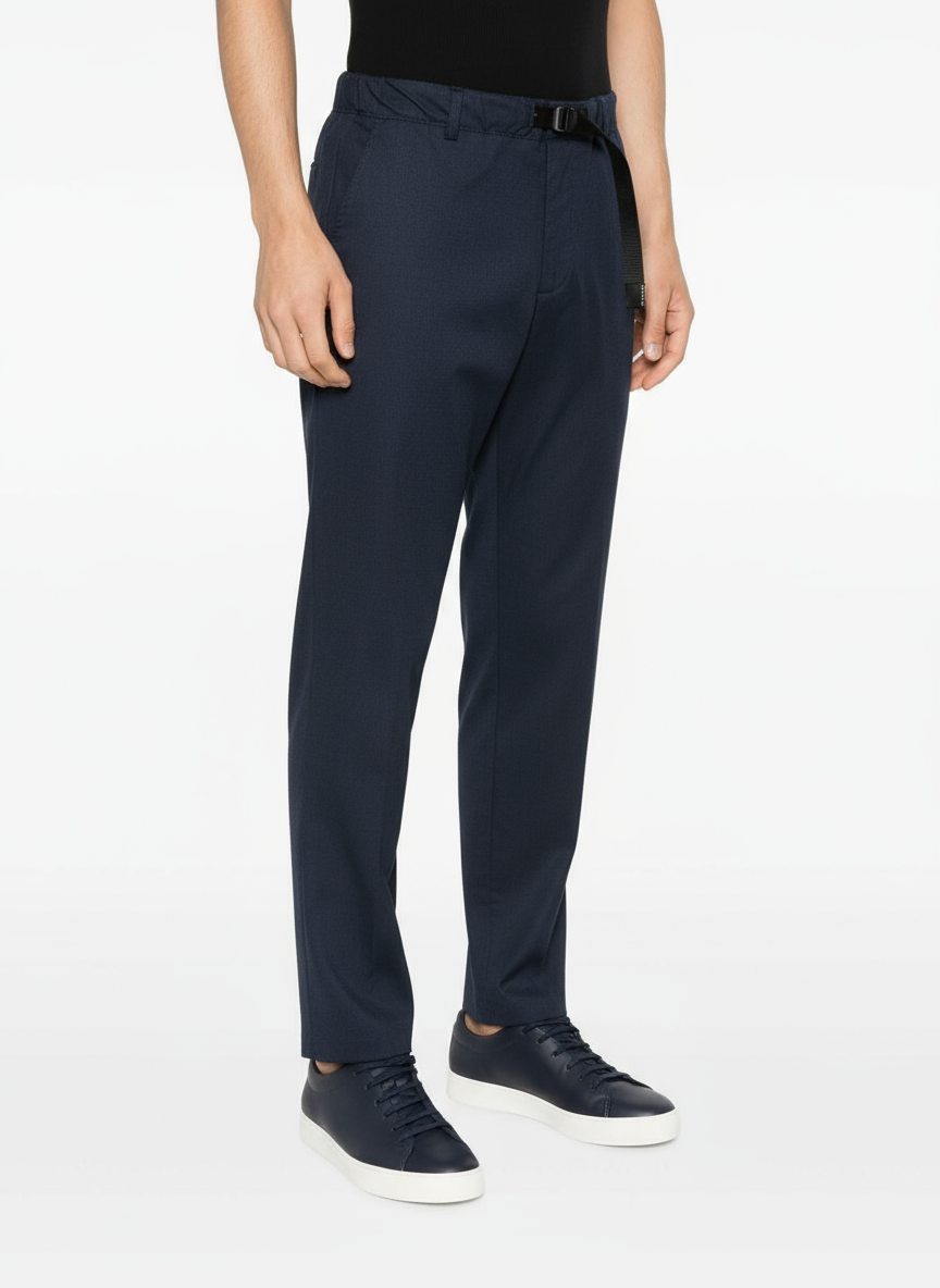 Pantalone con Fibbia e Coulisse / Blu - Ideal Moda
