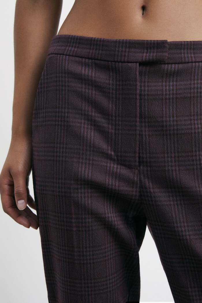 Pantalone con Fantasia Check / Bordeaux - Ideal Moda