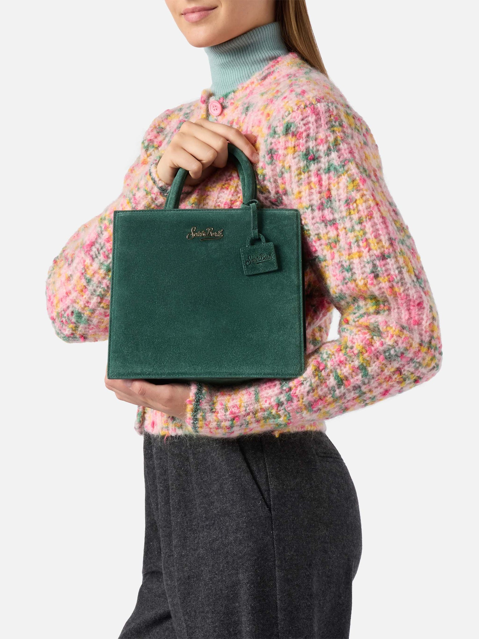 Borsa a Mano Midi in Pelle / Verde