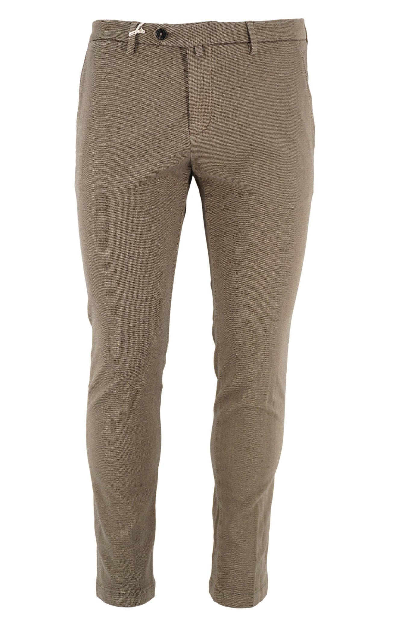 Pantalone Slim Fit con Microfantasia / Beige - Ideal Moda