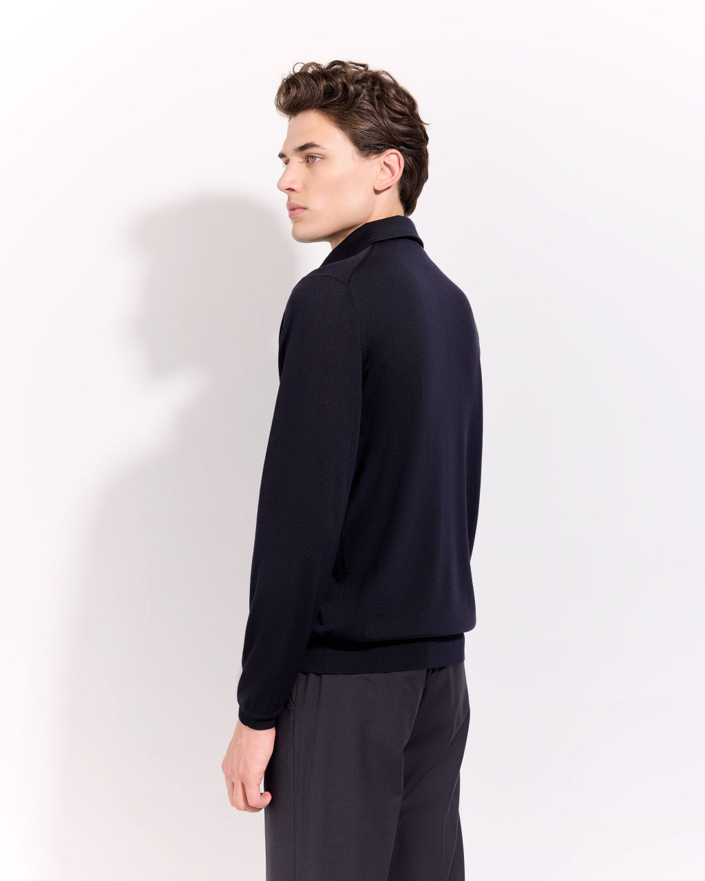 Polo in Maglia Collo Paramontura / Blu