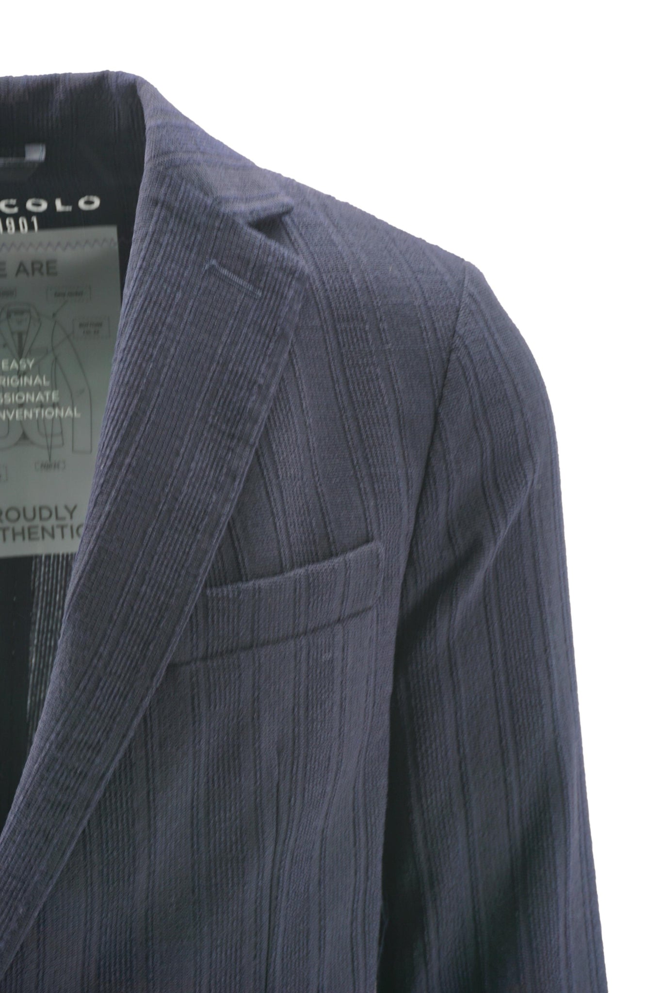 Giacca con Tramatura a Righe / Blu - Ideal Moda