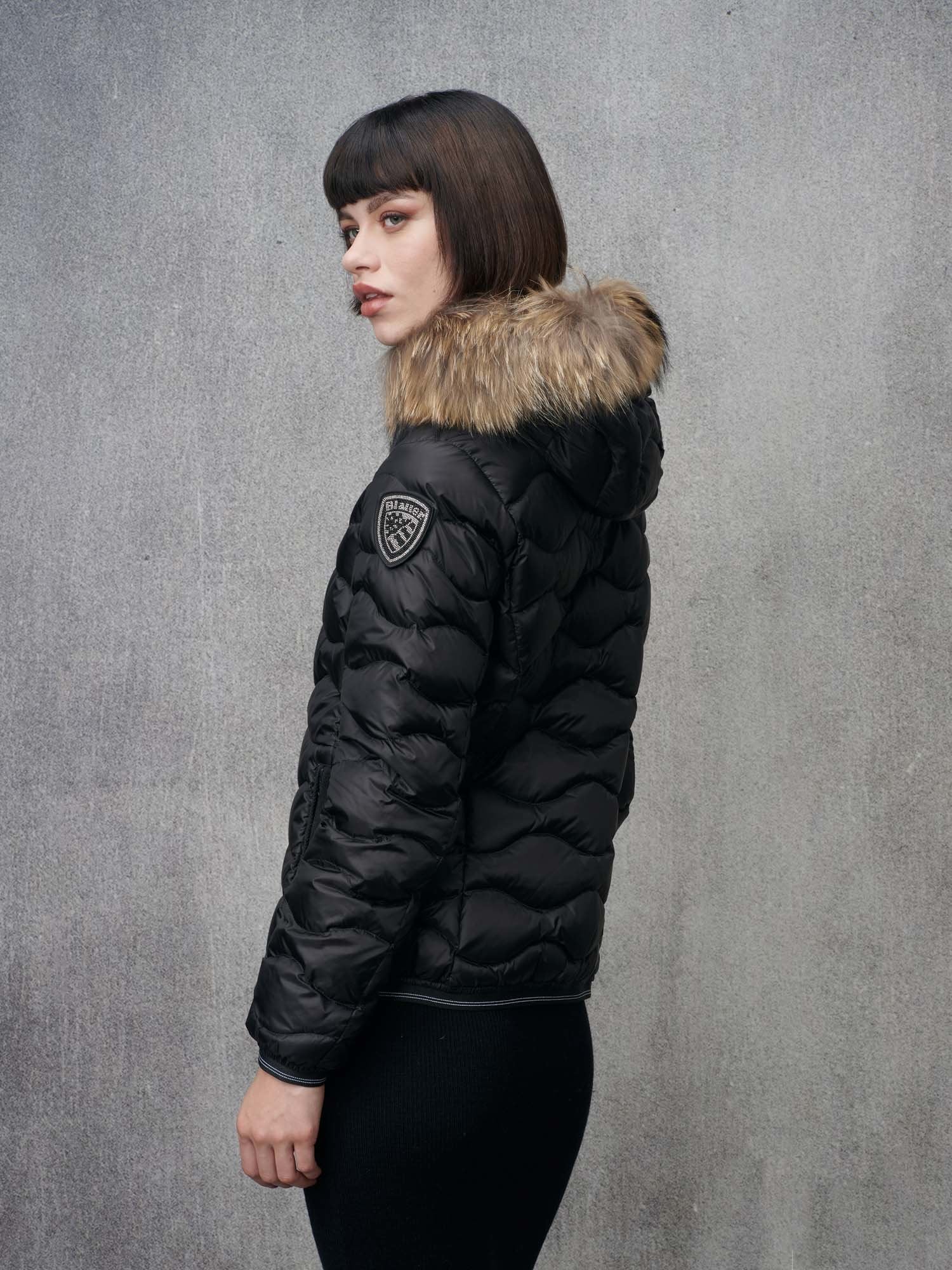 Piumino con Bordo in Pelliccia Aldie / Nero - Ideal Moda