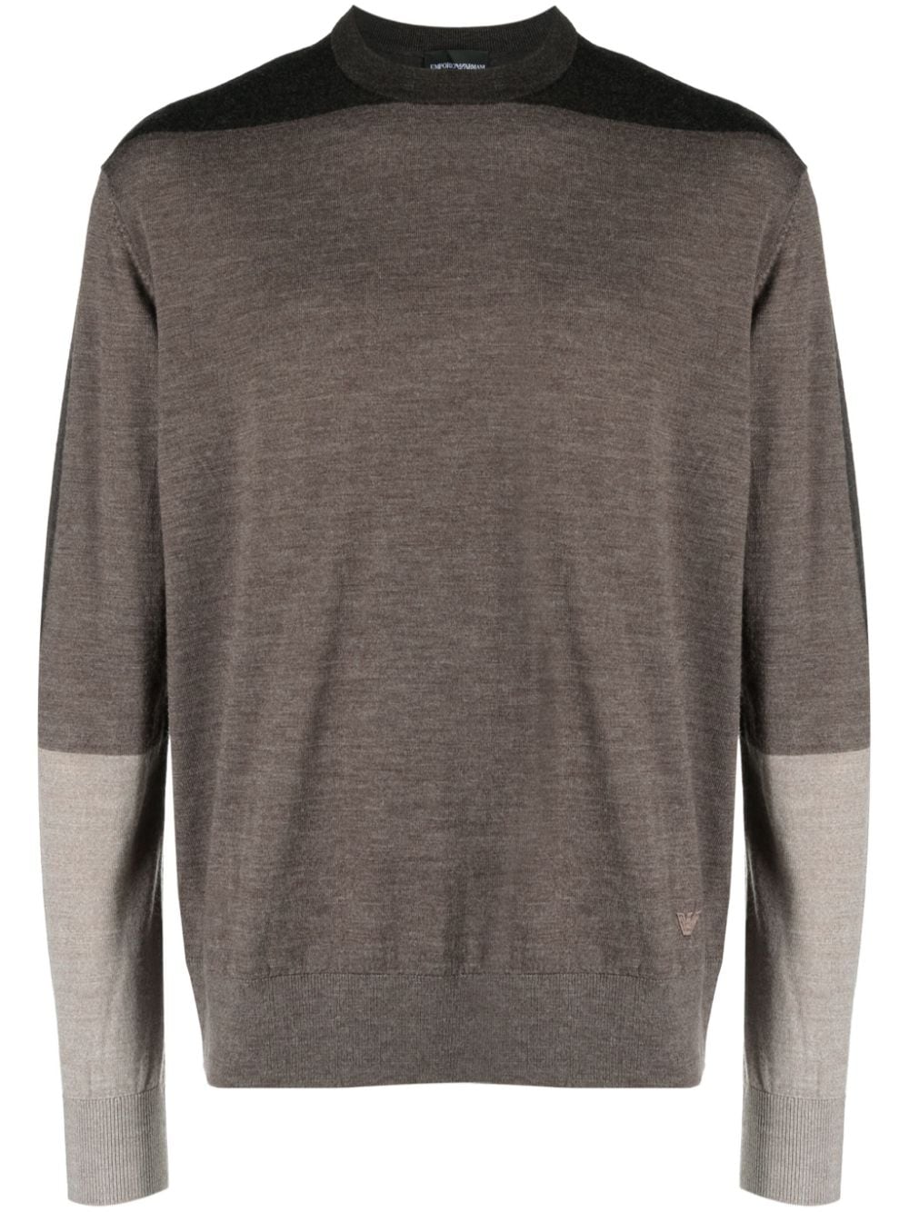 Maglia Girocollo Color-Block / Marrone - Ideal Moda