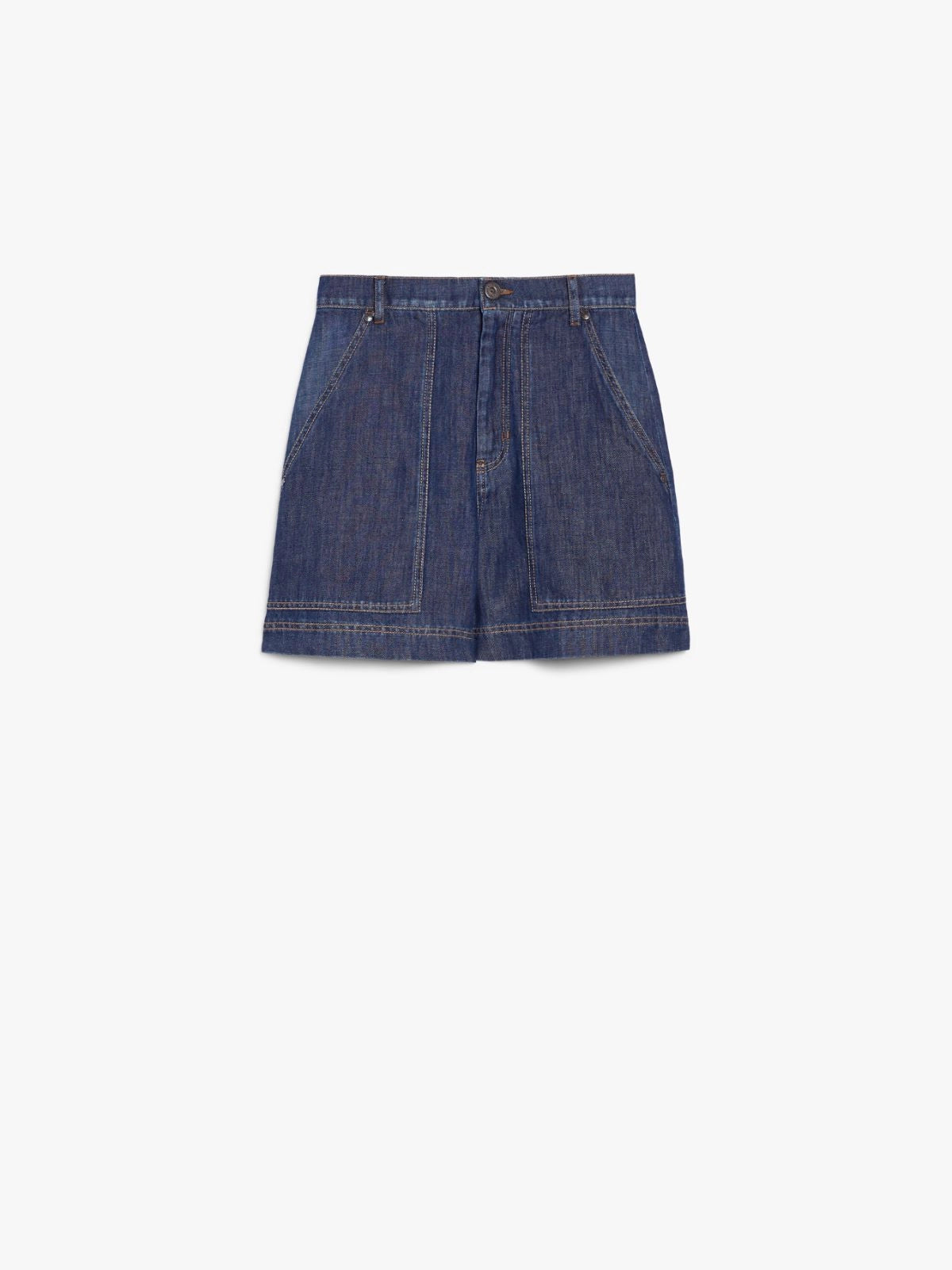 Bermuda in Denim di Cotone e Lino / Jeans