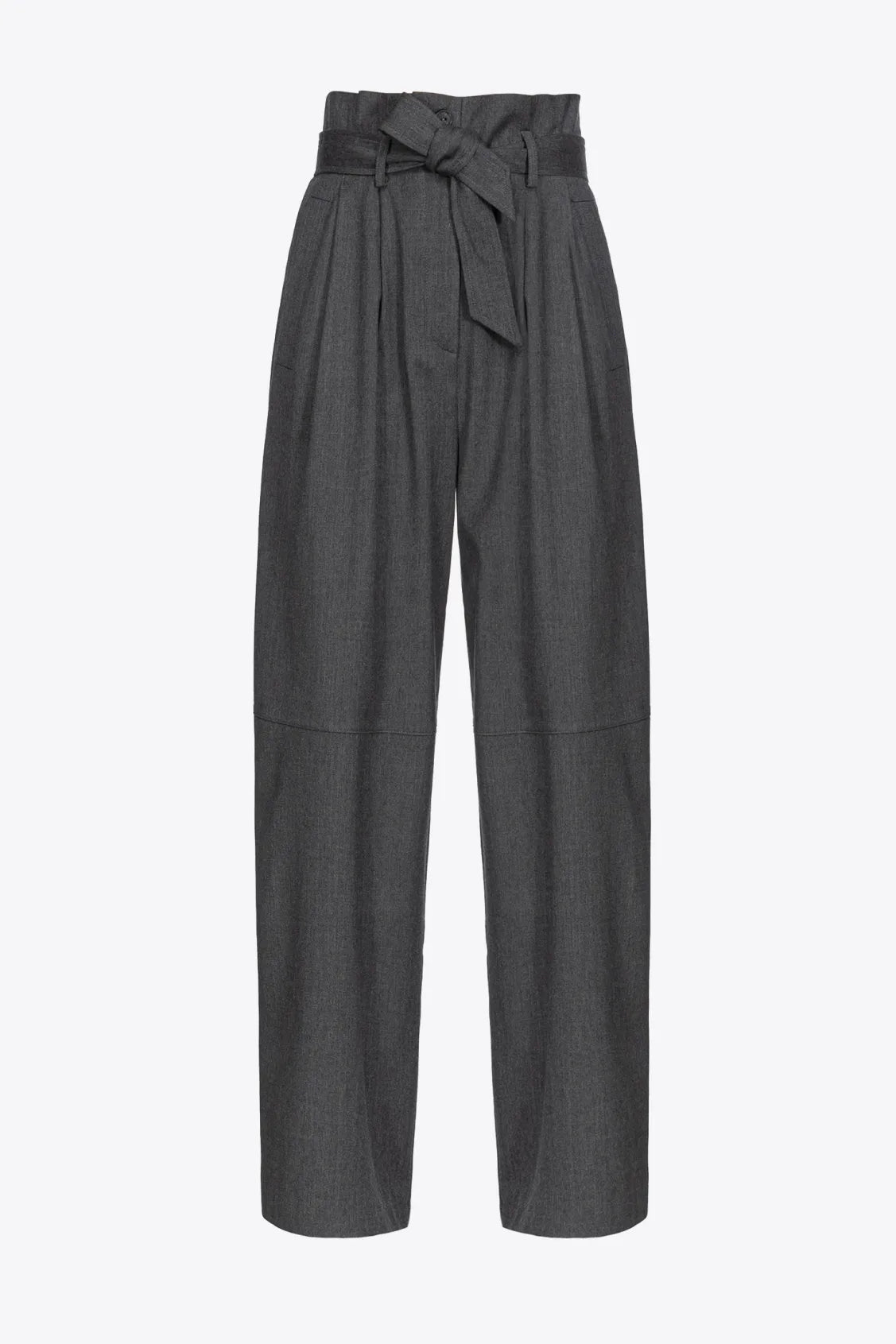 Pantalone in Flanella con Cintura / Grigio - Ideal Moda