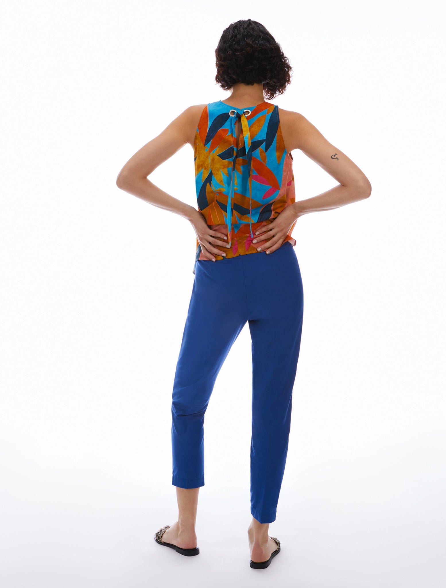 Pantaloni Slim in Popeline / Bluette - Ideal Moda