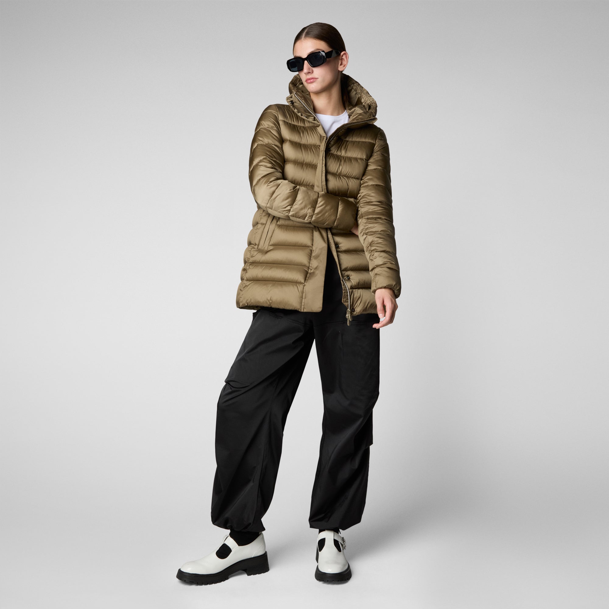 Piumino Animal Free con Cappuccio Drimia / Tortora - Ideal Moda