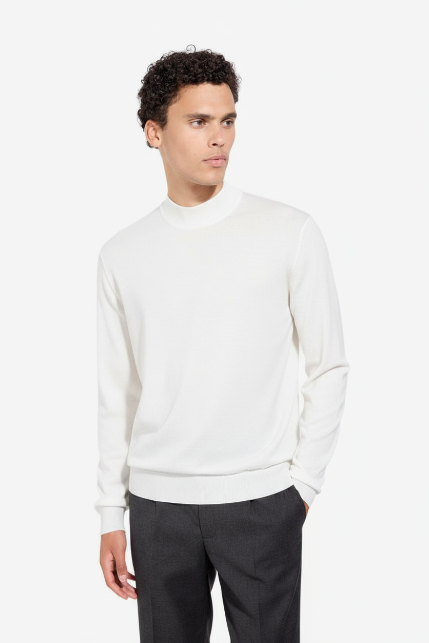 Maglia Lupetto in Lana Merino Extrafine / Bianco - Ideal Moda