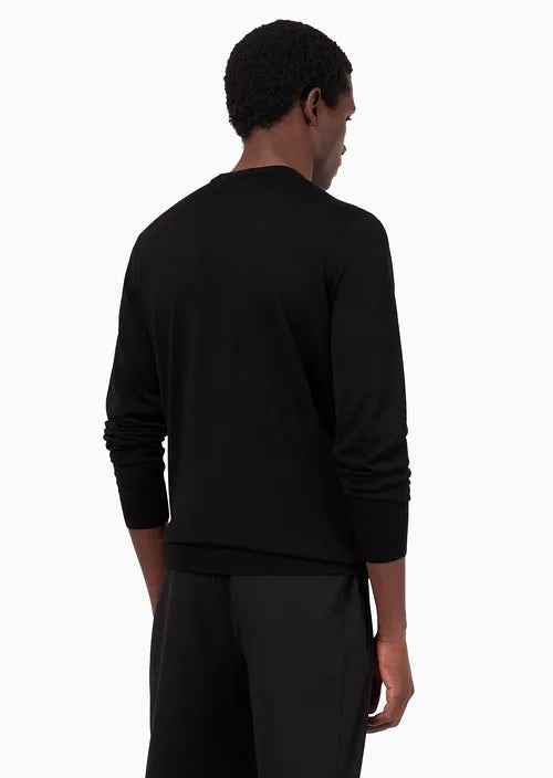 Maglione Girocollo in Misto Lana / Nero - Ideal Moda
