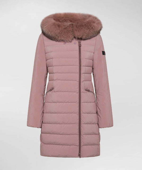 Piumino Slim con Pelliccia / Rosa - Ideal Moda