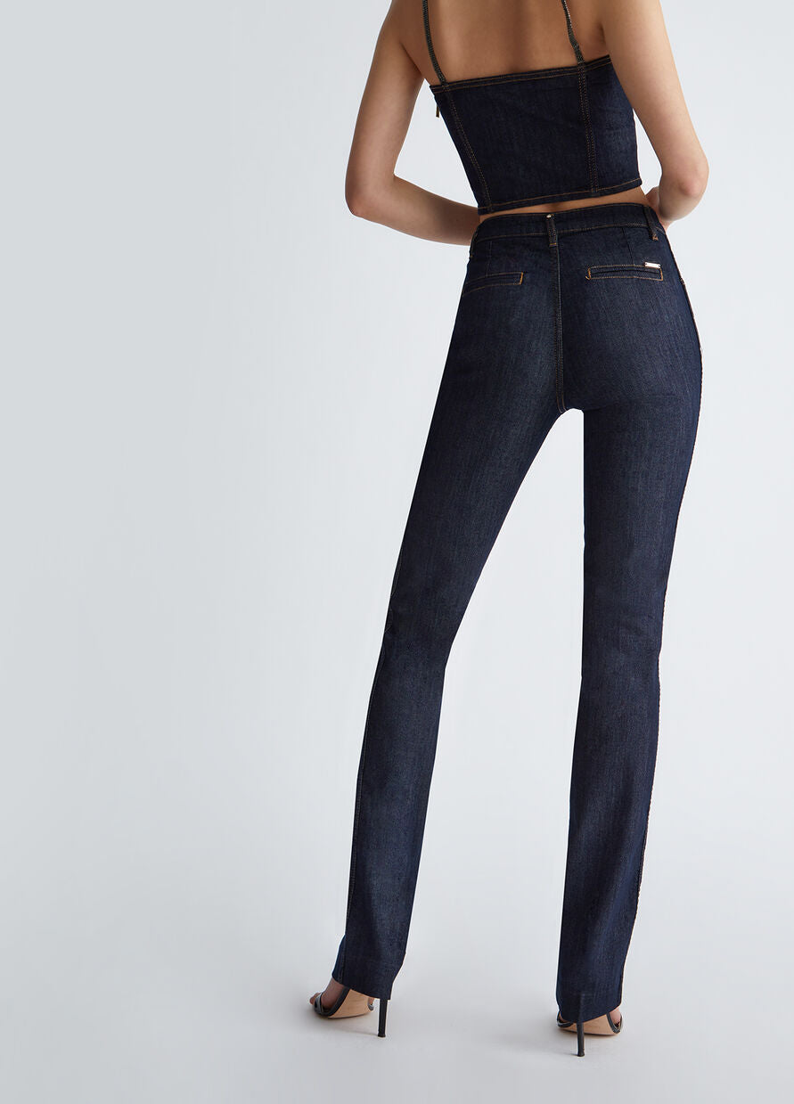 Denim Straight a Vita Alta / Jeans - Ideal Moda