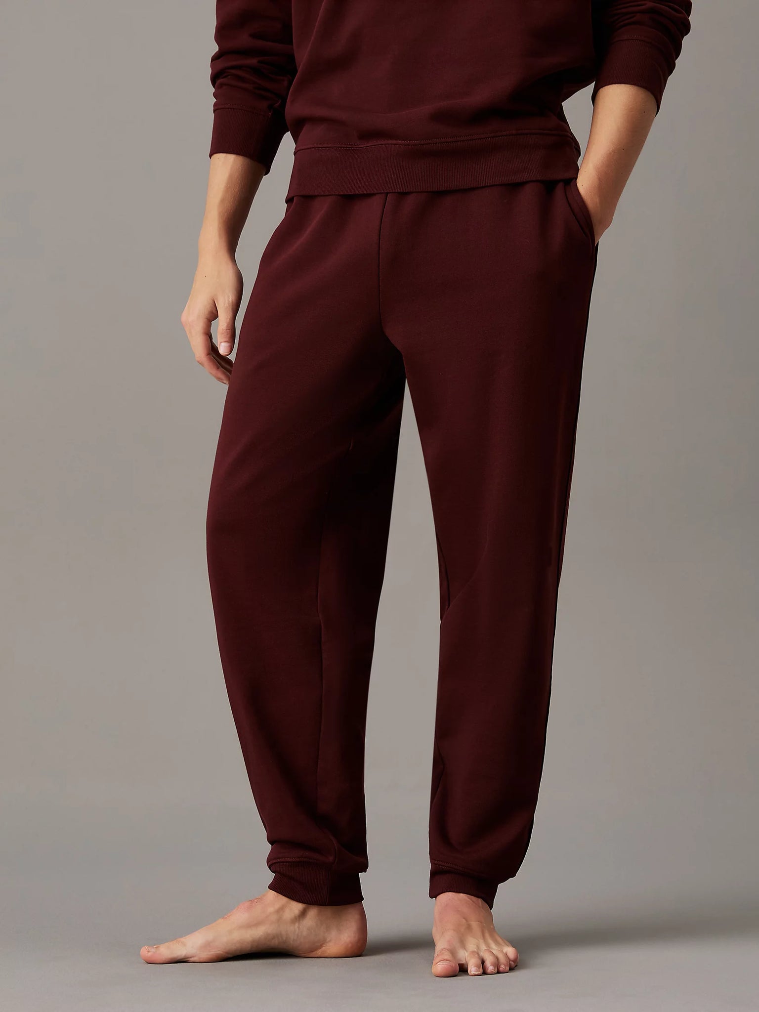 Pantalone di Tuta in Felpa di Cotone / Bordeaux - Ideal Moda
