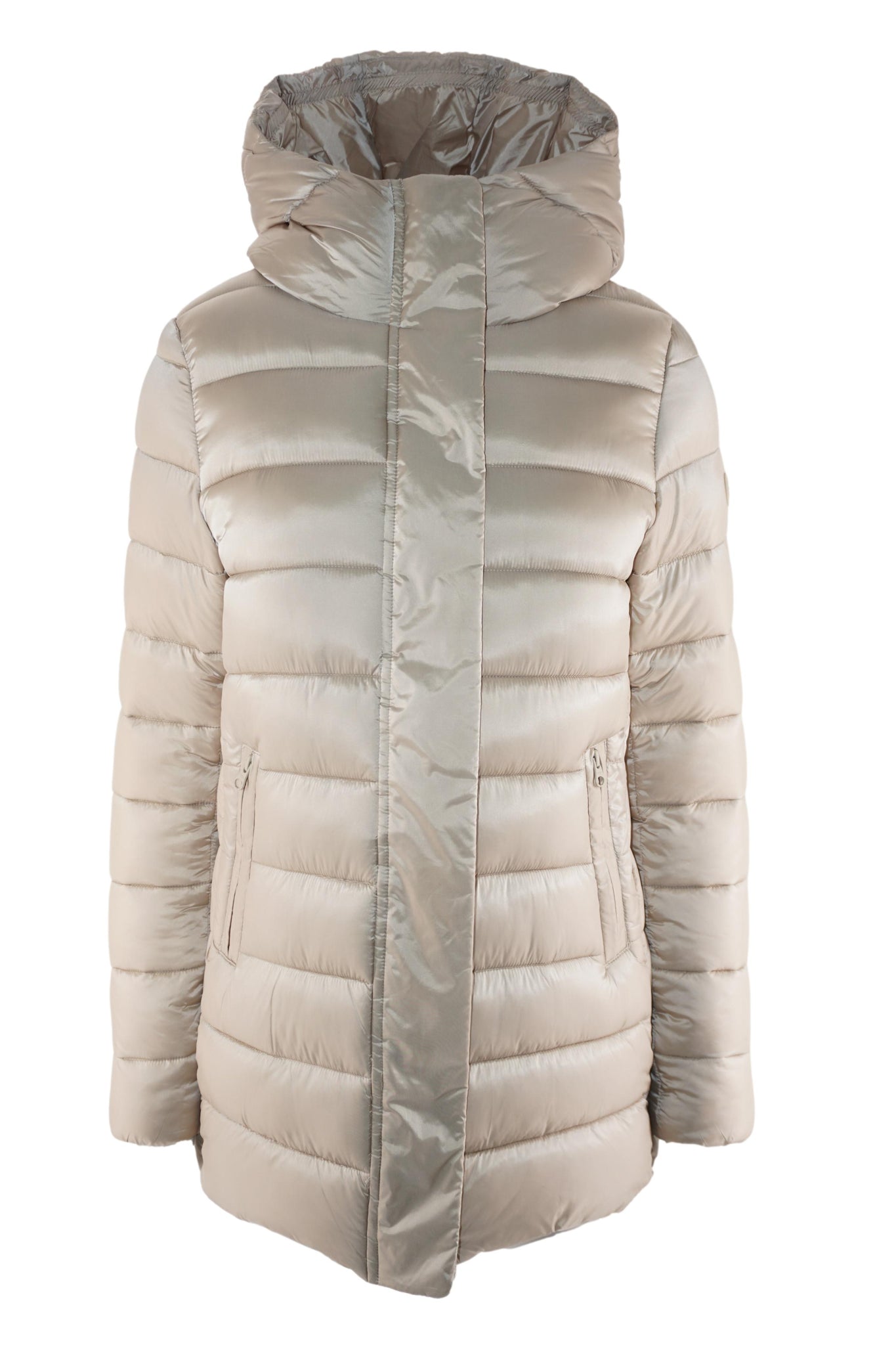 Piumino Lungo con Cappuccio / Beige - Ideal Moda