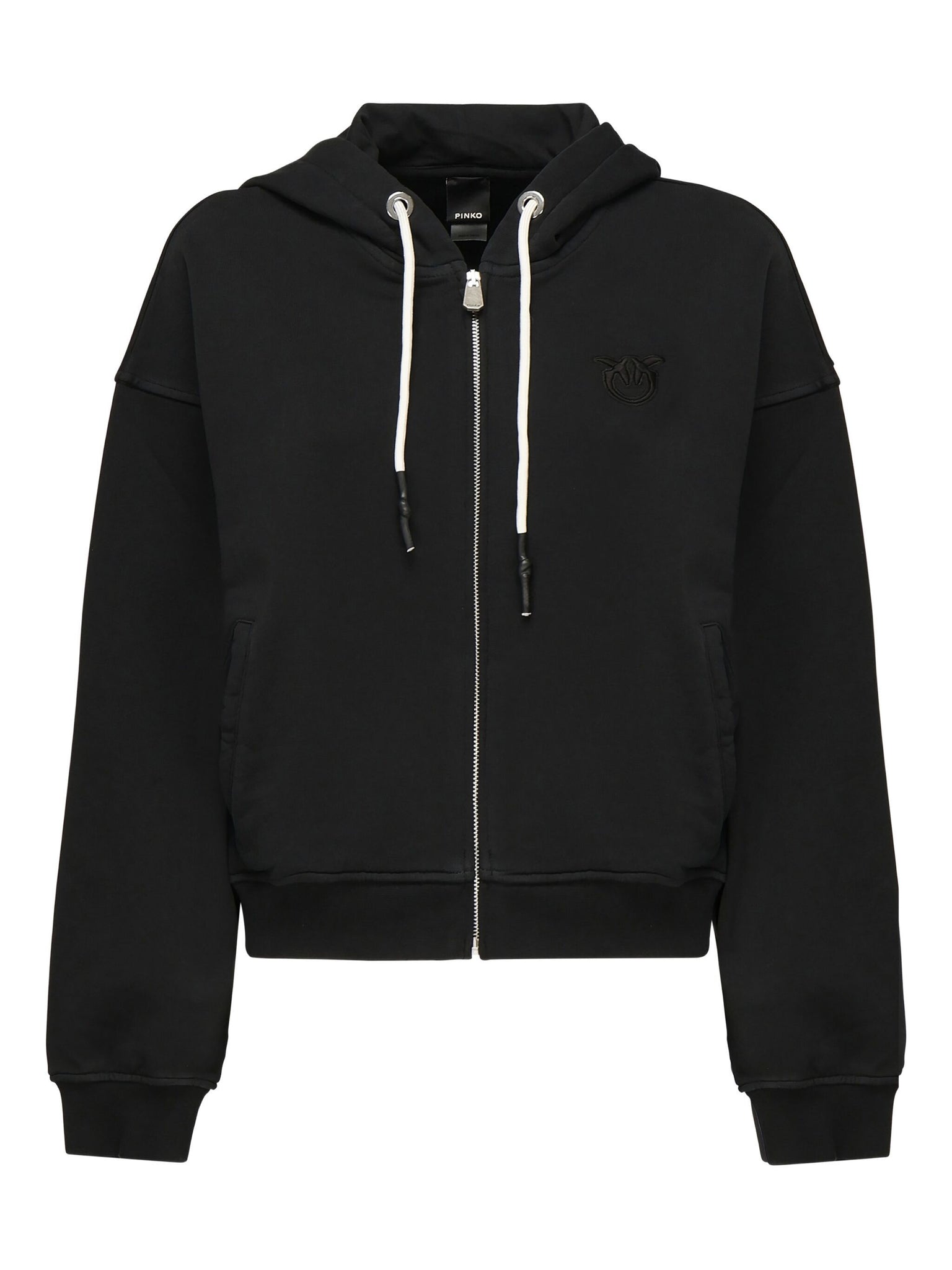 Felpa con Zip e Cappuccio / Nero - Ideal Moda