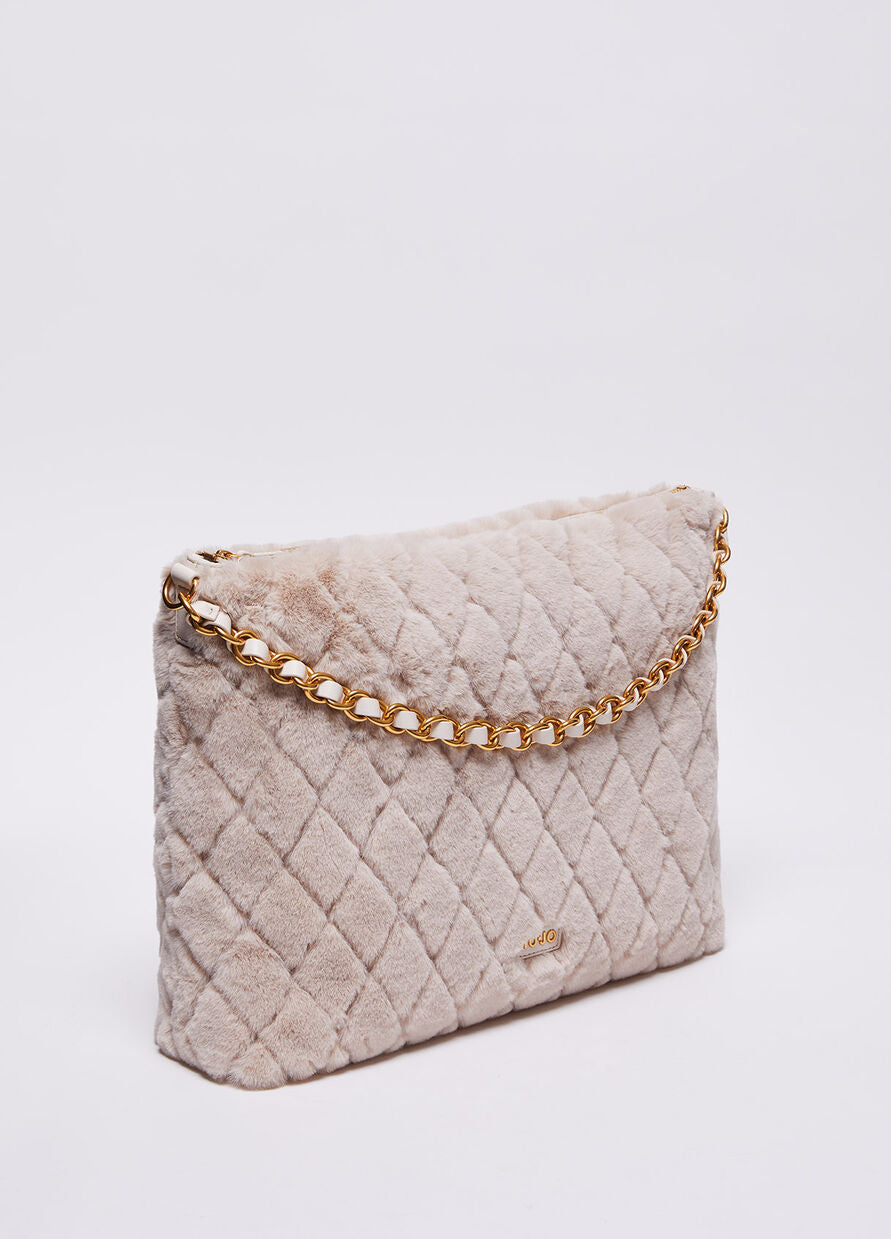 Tote Bag in Tessuto Sintetico / Beige - Ideal Moda
