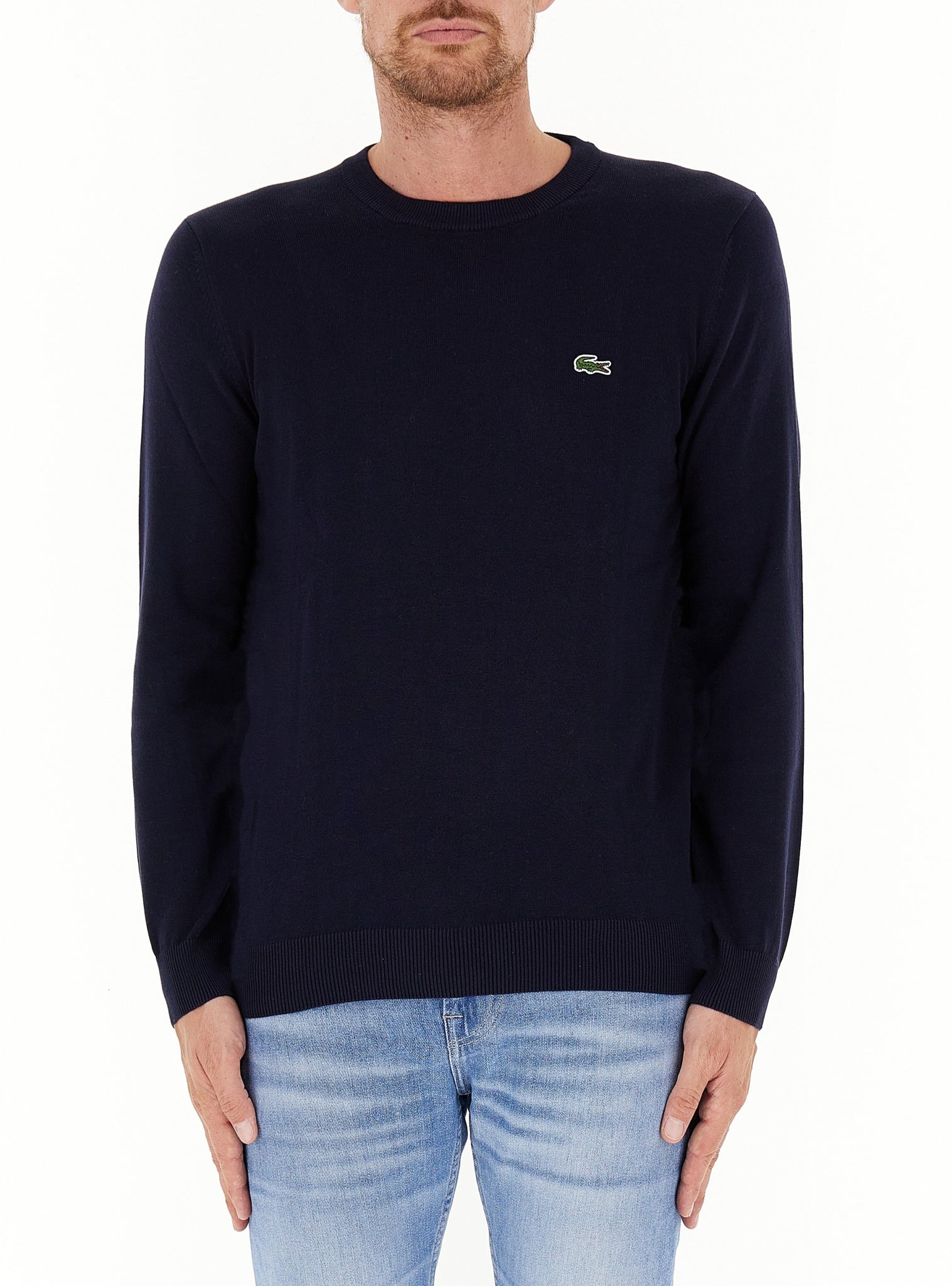 Maglia Girocollo in Misto Cotone / Blu - Ideal Moda