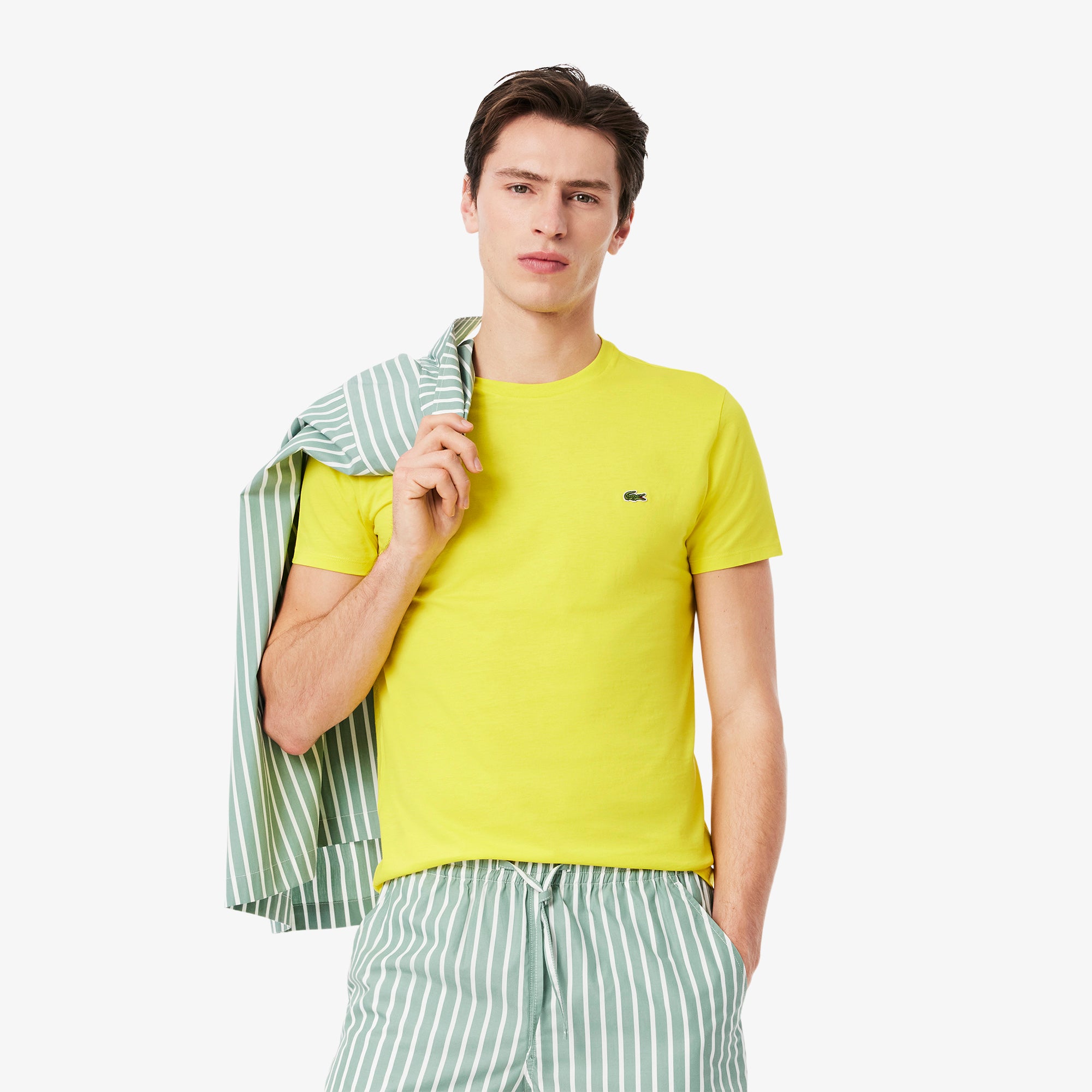 T-Shirt a Girocollo in Jersey di Cotone Pima / Giallo - Ideal Moda