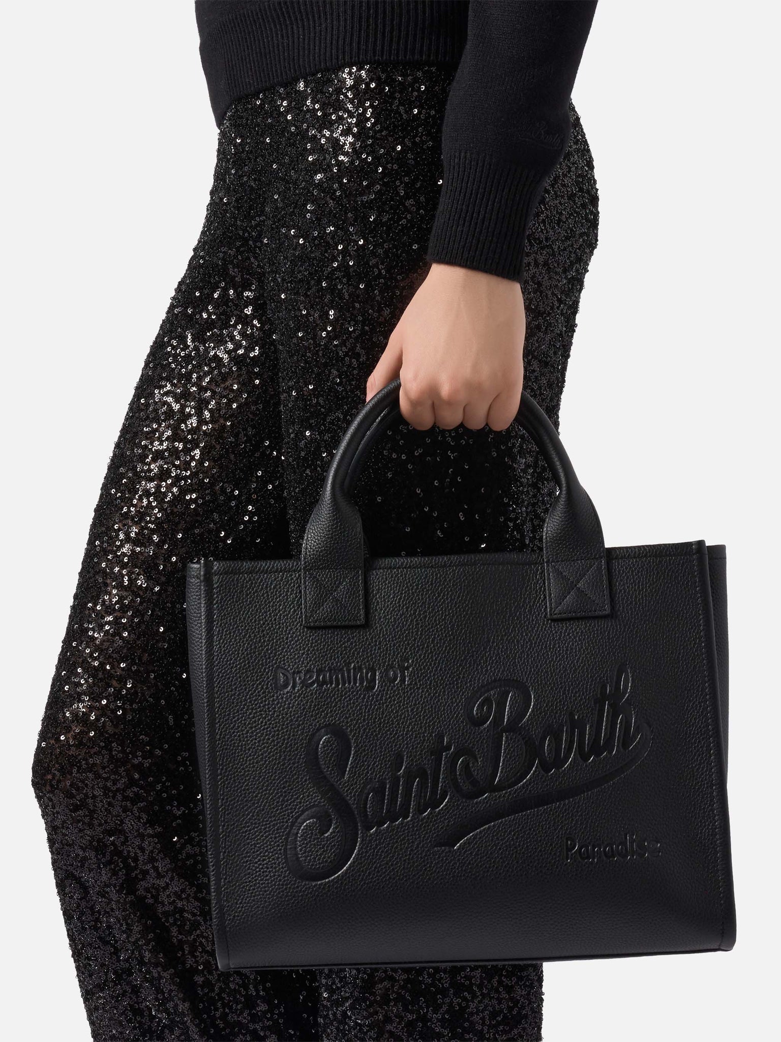 Borsa a Spalla Vanity in Pelle Martellata / Nero