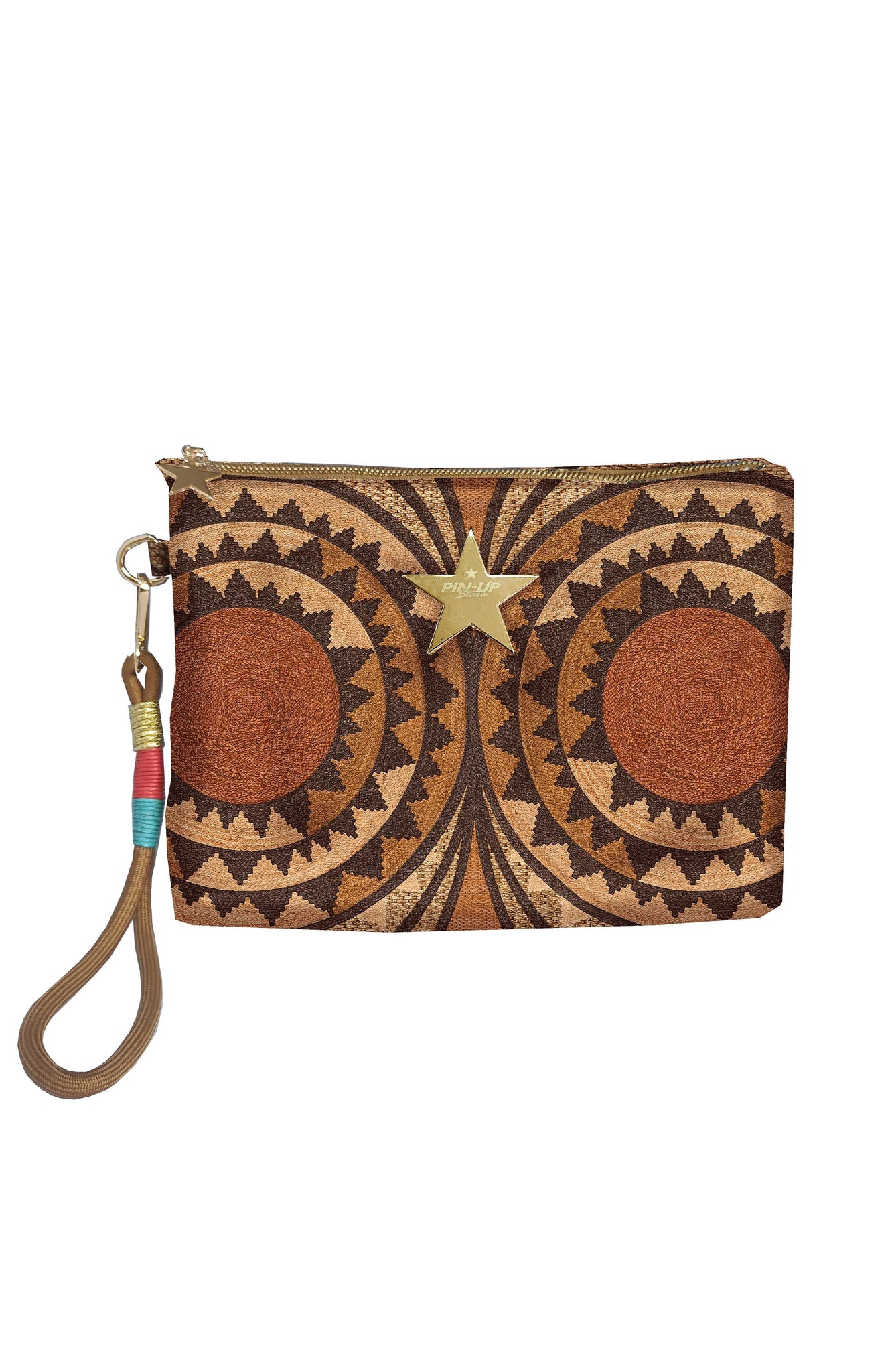 Pochette con Fantasia Intreccio / Marrone - Ideal Moda