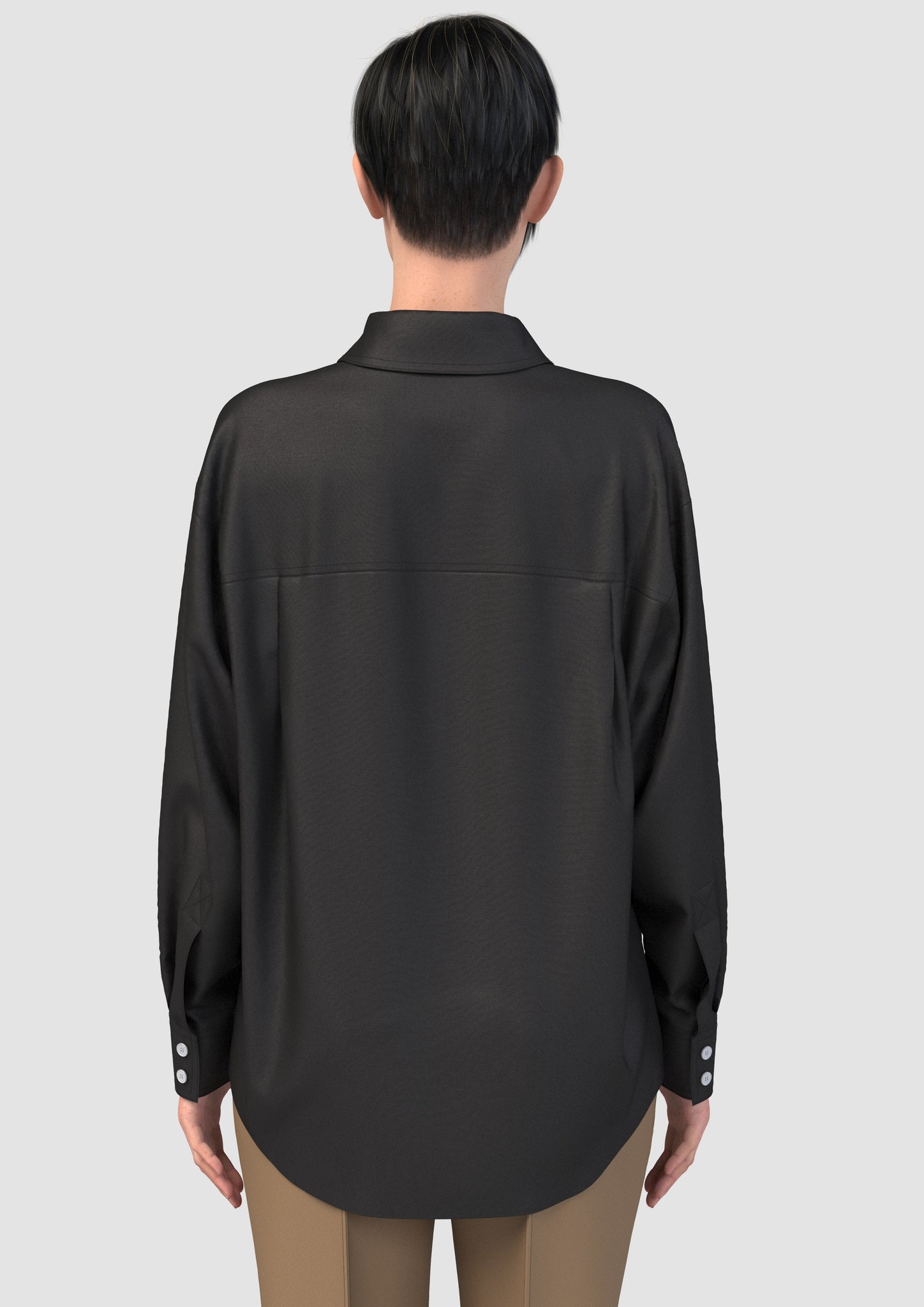 Camicia Lucida con Scollo Profondo / Nero - Ideal Moda