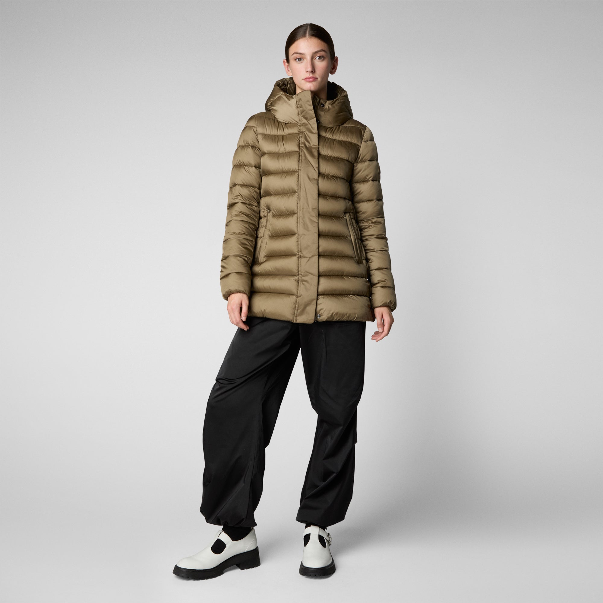 Piumino Animal Free con Cappuccio Drimia / Tortora - Ideal Moda