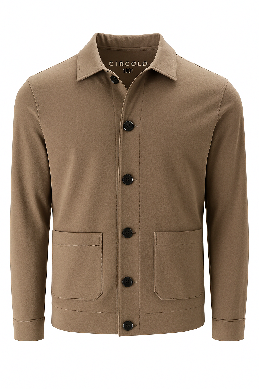 Giacca Camicia con Chiusura Bottoni / Tortora - Ideal Moda