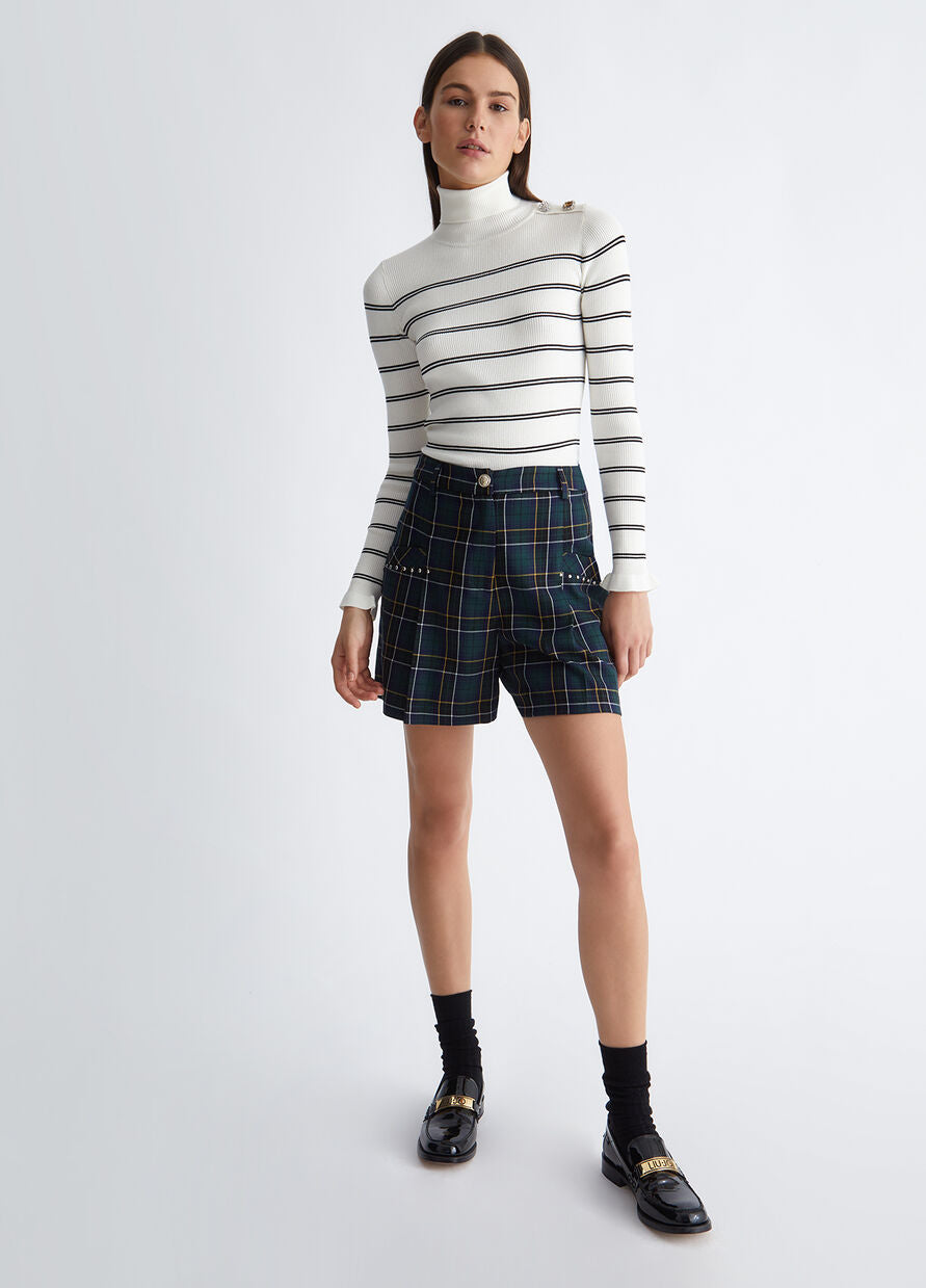 Short con Fantasia Check / Verde - Ideal Moda