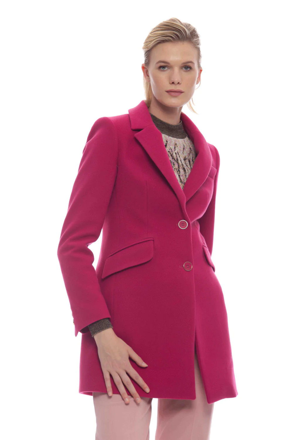 Cappotto dal Taglio Sagomato / Fucsia - Ideal Moda