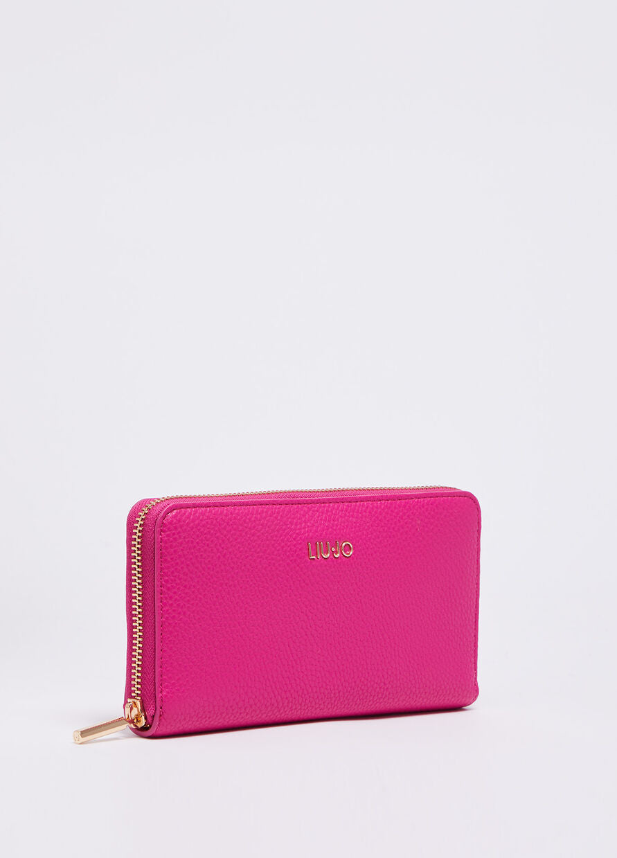 Portafoglio Zip Around con Logo / Rosa - Ideal Moda