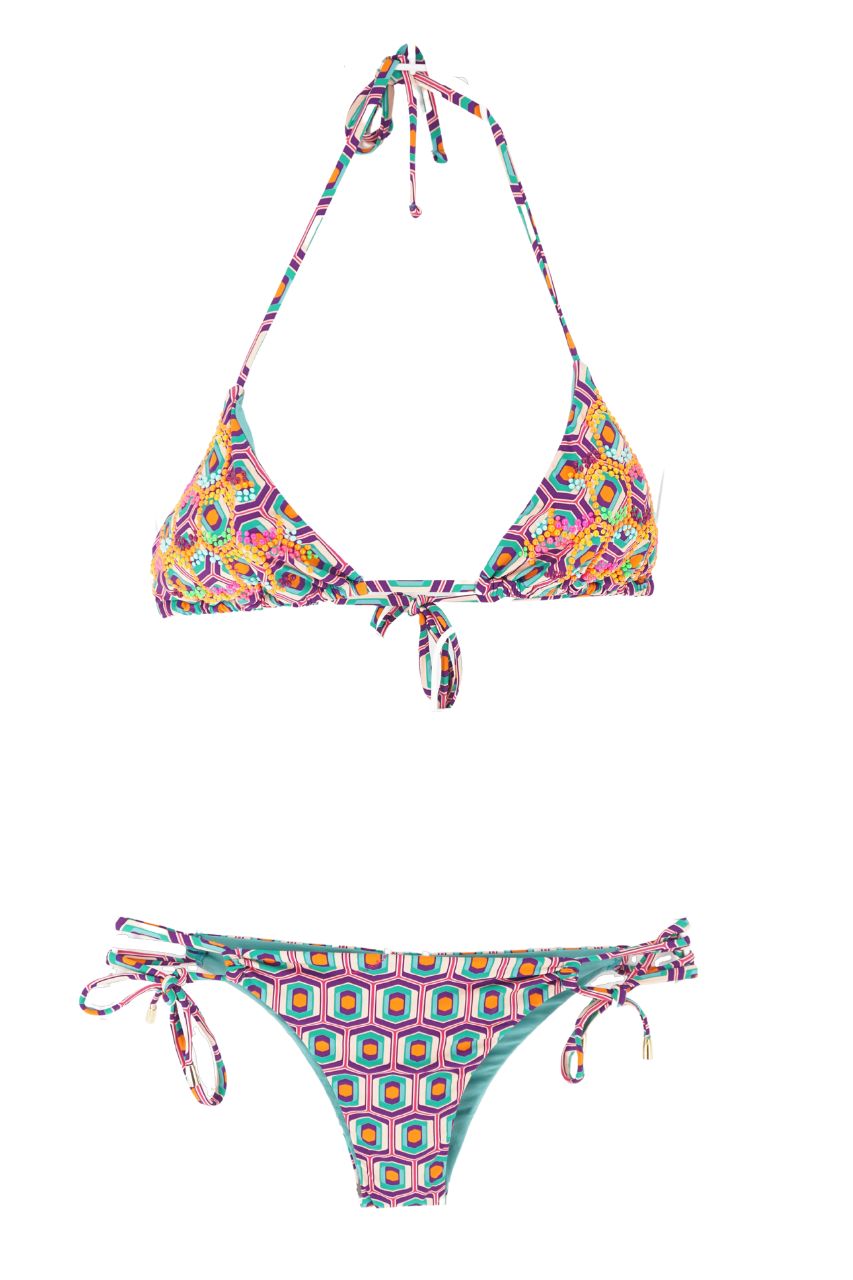 Bikini con Fantasia e Applicazioni / Verde - Ideal Moda