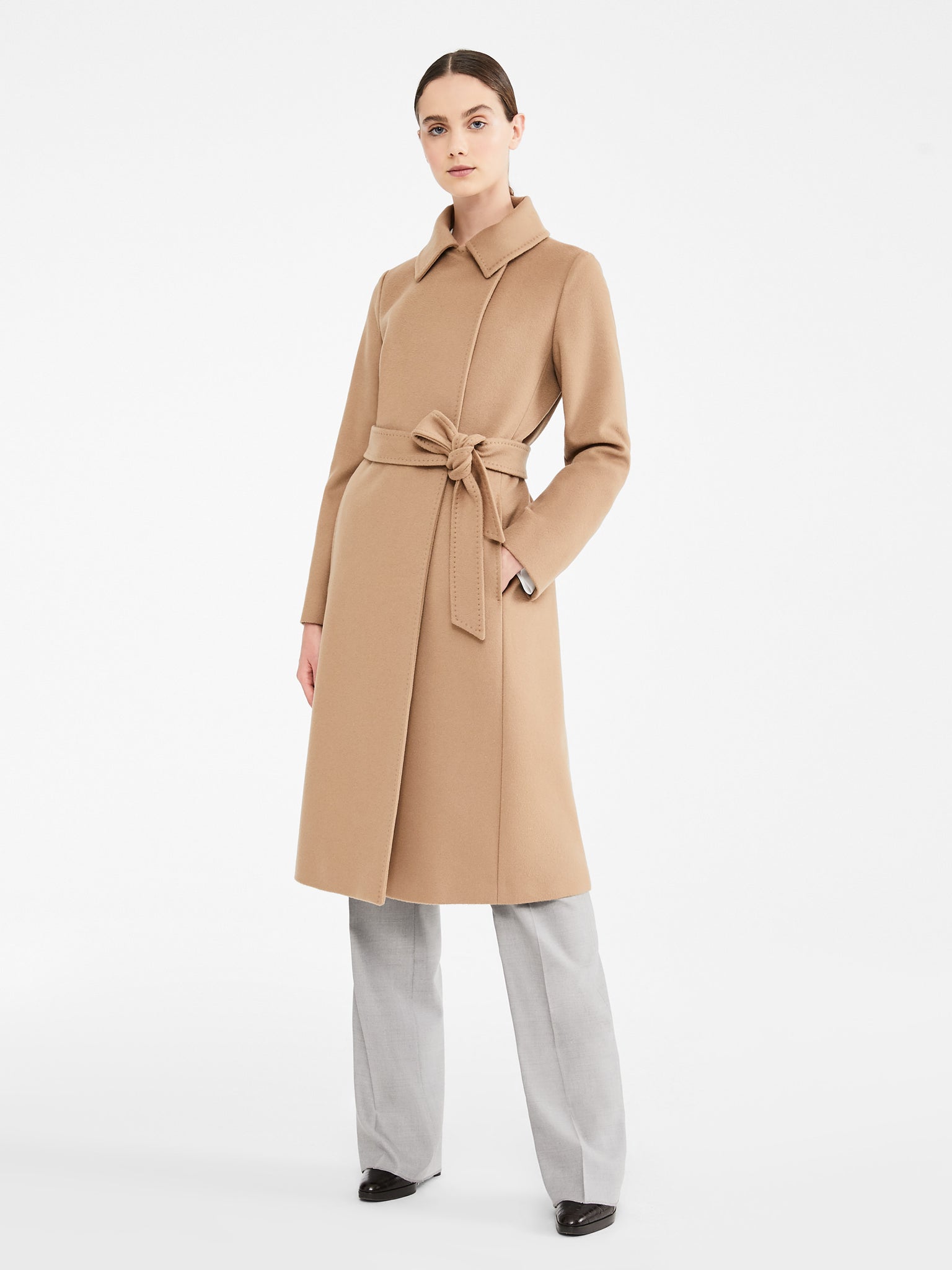 Cappotto a Vestaglia in Lana / Beige - Ideal Moda