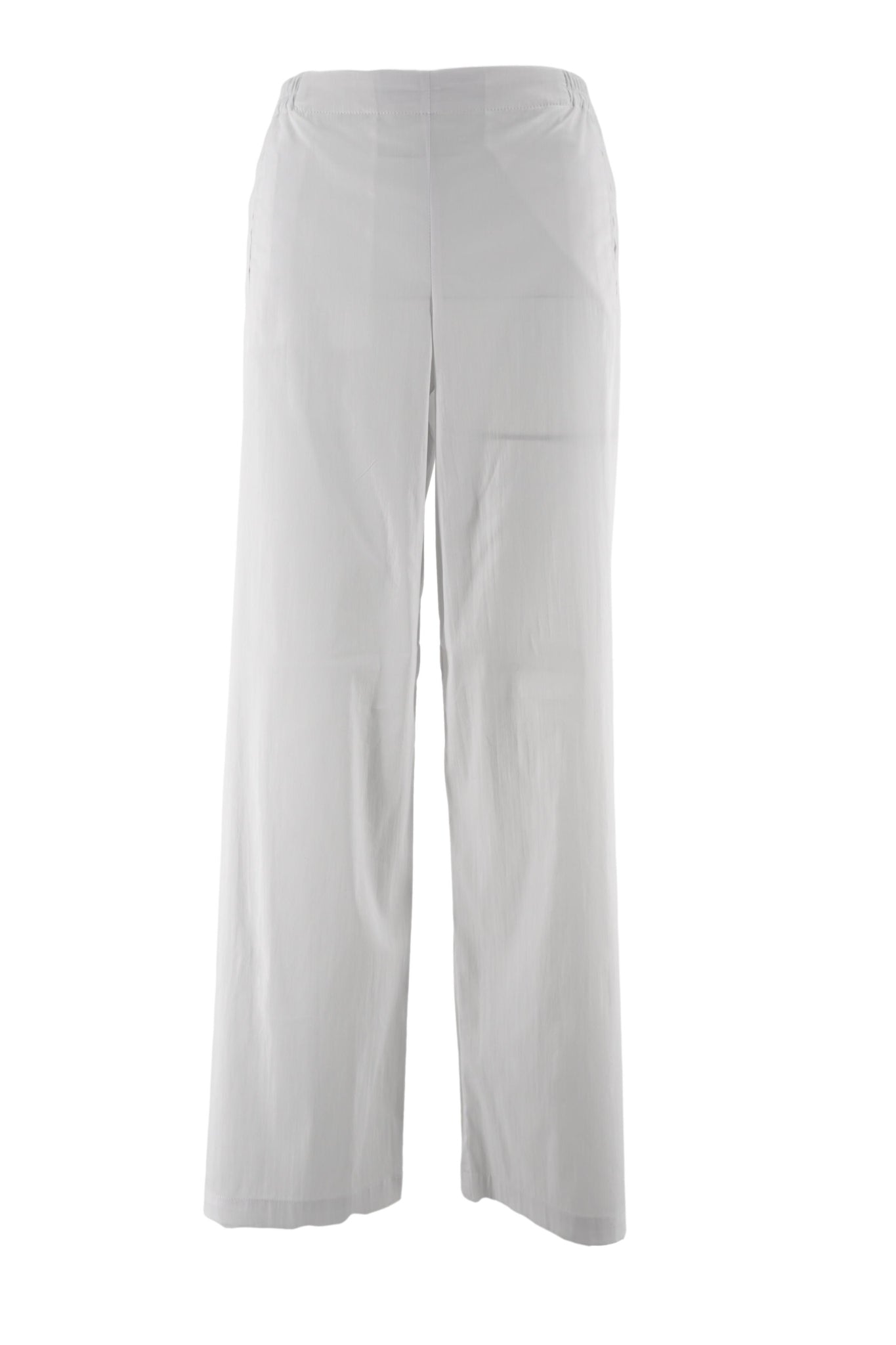 Pantalone in Cotone con Mezzo Elastico in Vita / Bianco - Ideal Moda