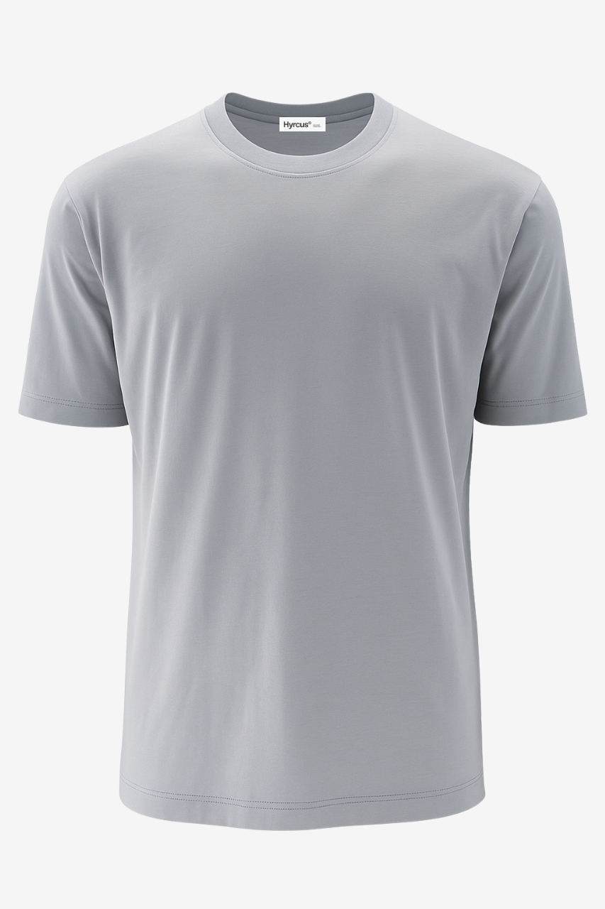 T-Shirt Girocollo in Filo di Scozia / Grigio - Ideal Moda