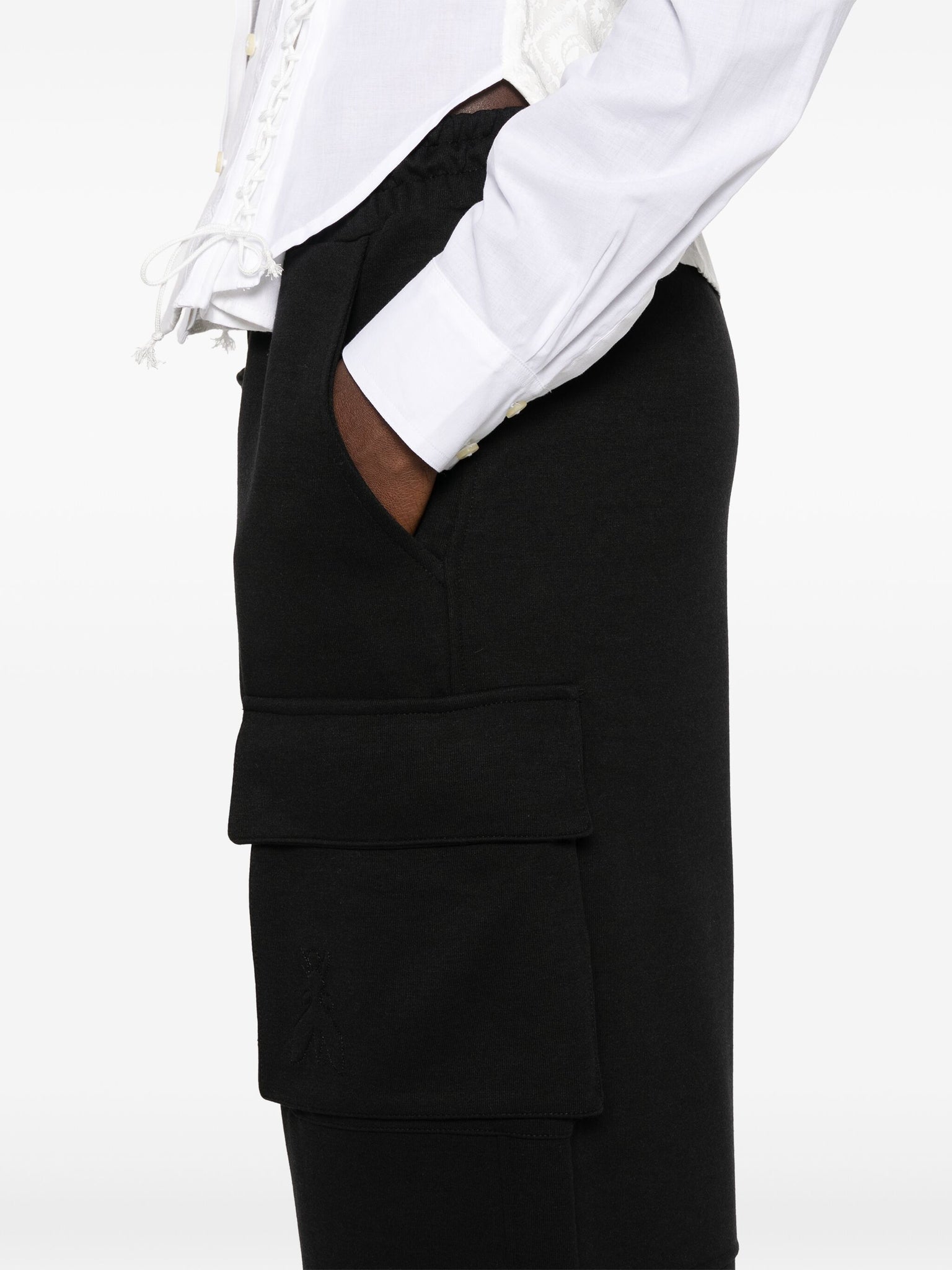 Pantalone Cargo in Felpa / Nero - Ideal Moda