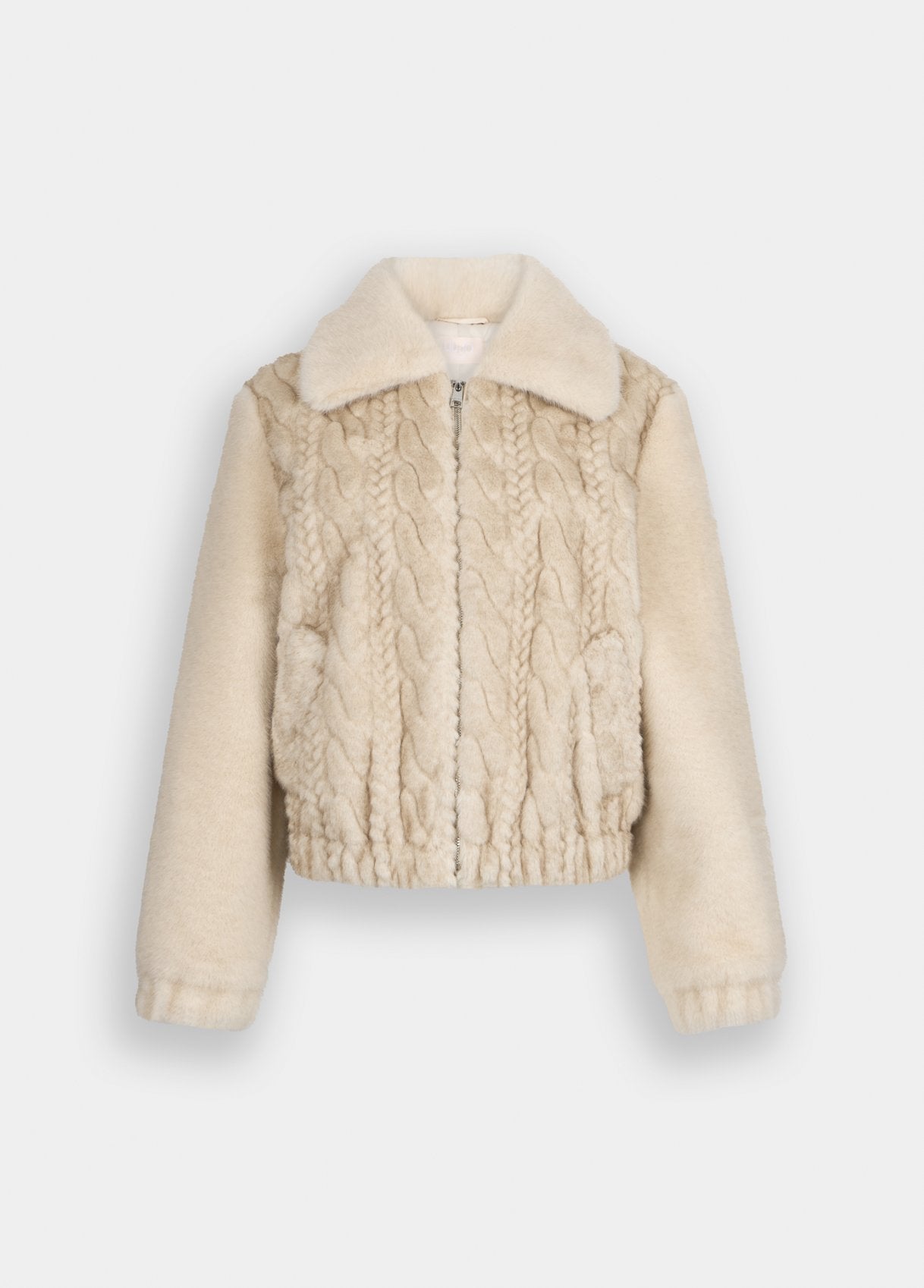 Bomber in Teddy con Trecce / Beige