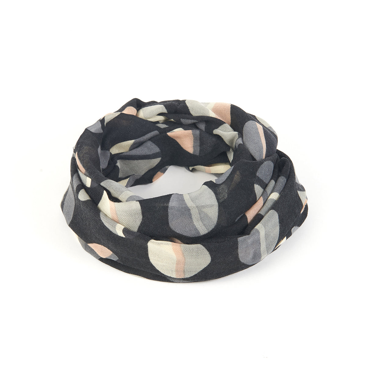 Sciarpa in 100% Lana con Fantasia / Nero - Ideal Moda