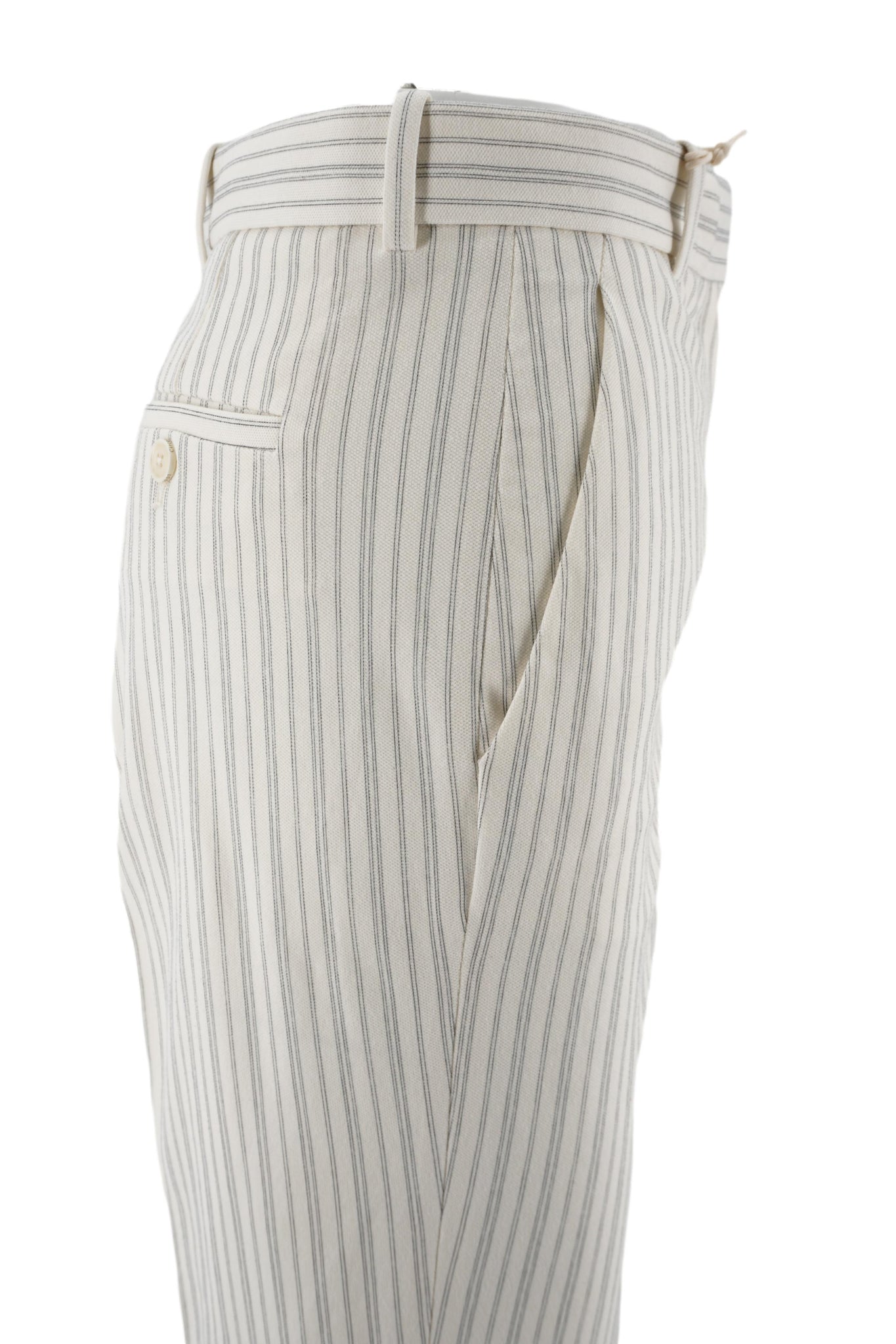 Pantalone con Fantasia a Righe / Bianco - Ideal Moda