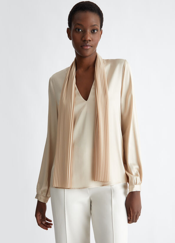 Blusa in Raso / Beige - Ideal Moda