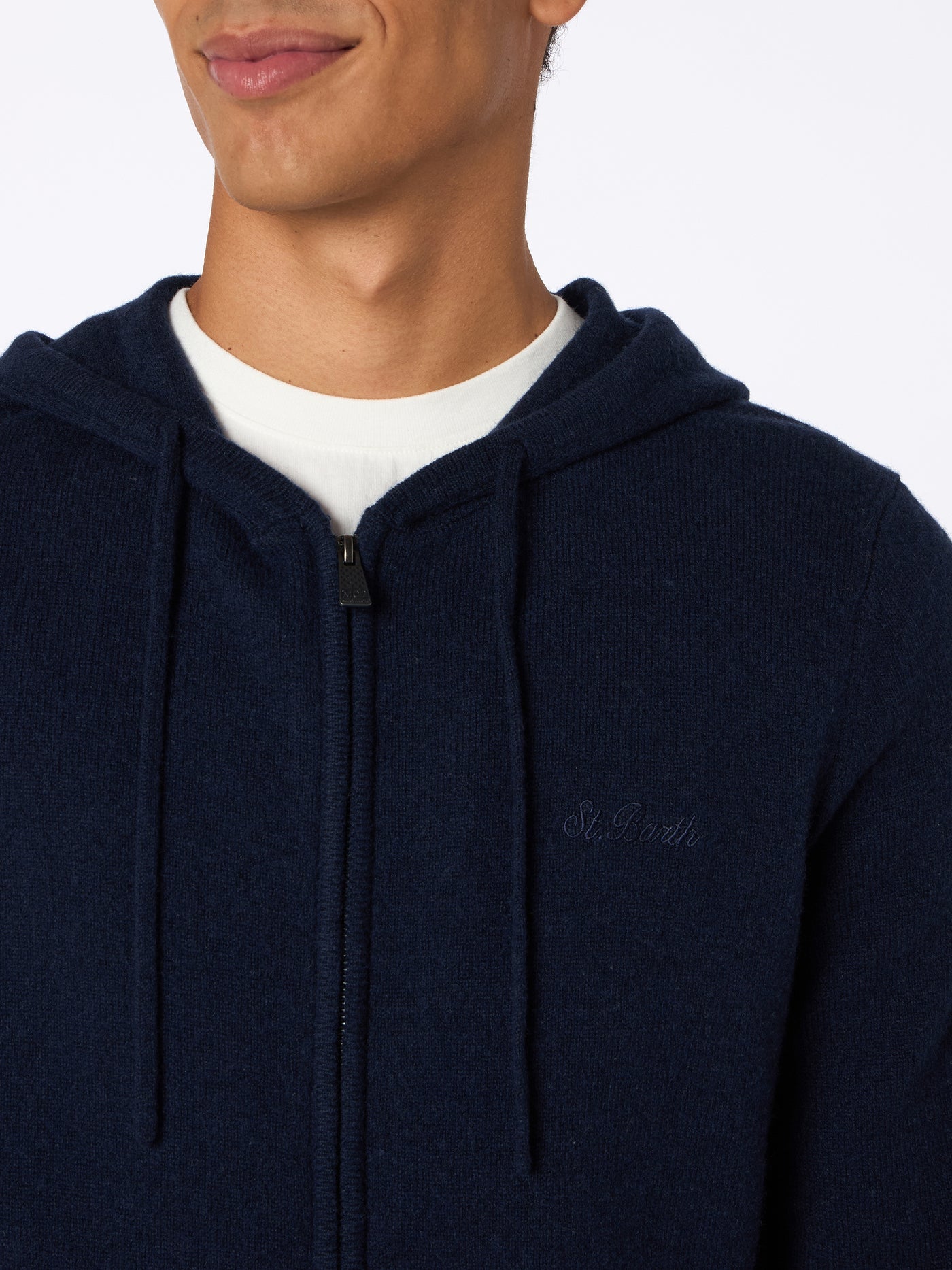 Maglione con Cappuccio in Lana / Blu - Ideal Moda