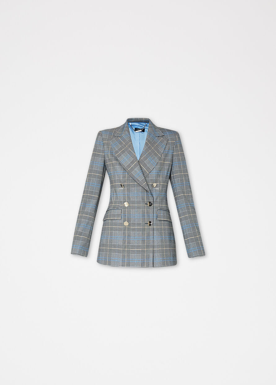 Blazer Doppiopetto con Fantasia / Grigio - Ideal Moda