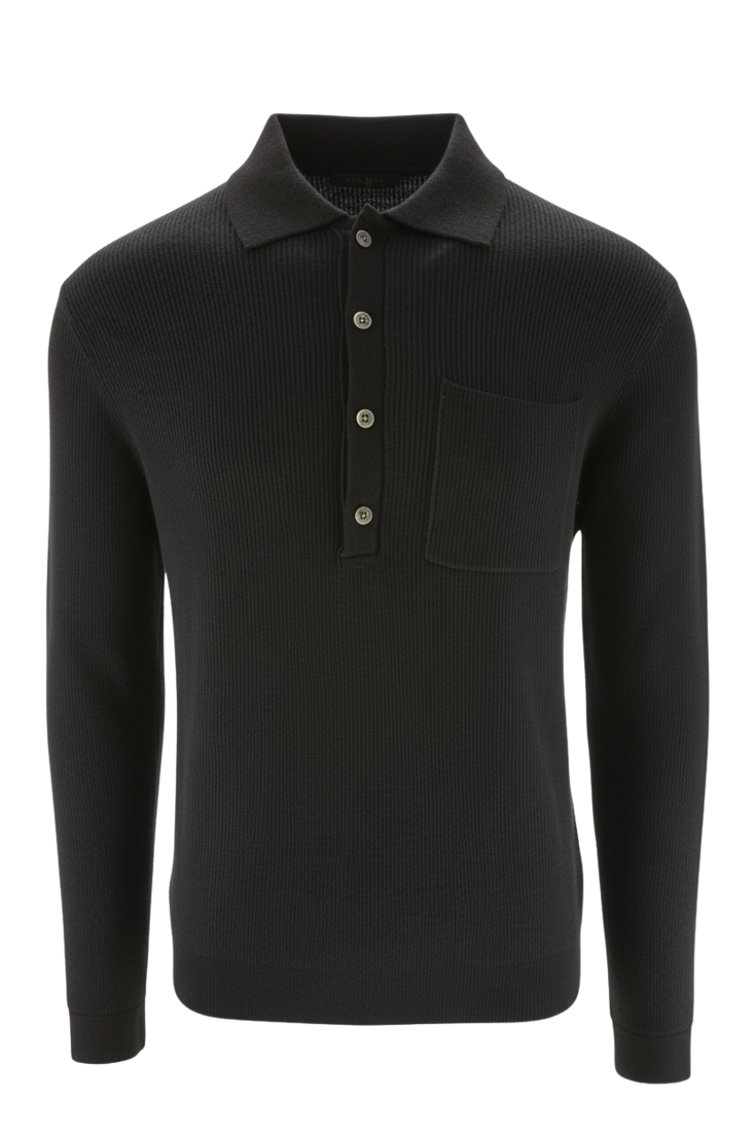 Maglia Stile Polo in Lana / Nero