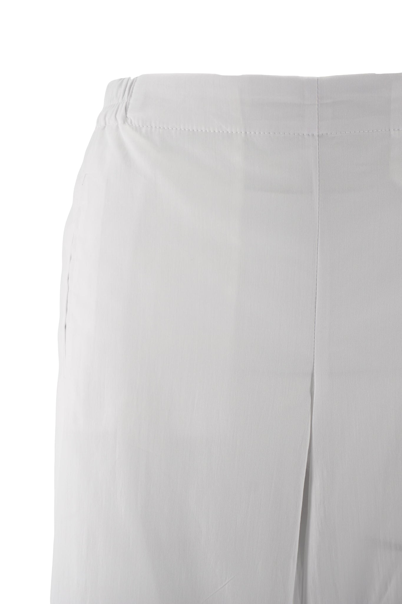 Pantalone in Cotone con Mezzo Elastico in Vita / Bianco - Ideal Moda