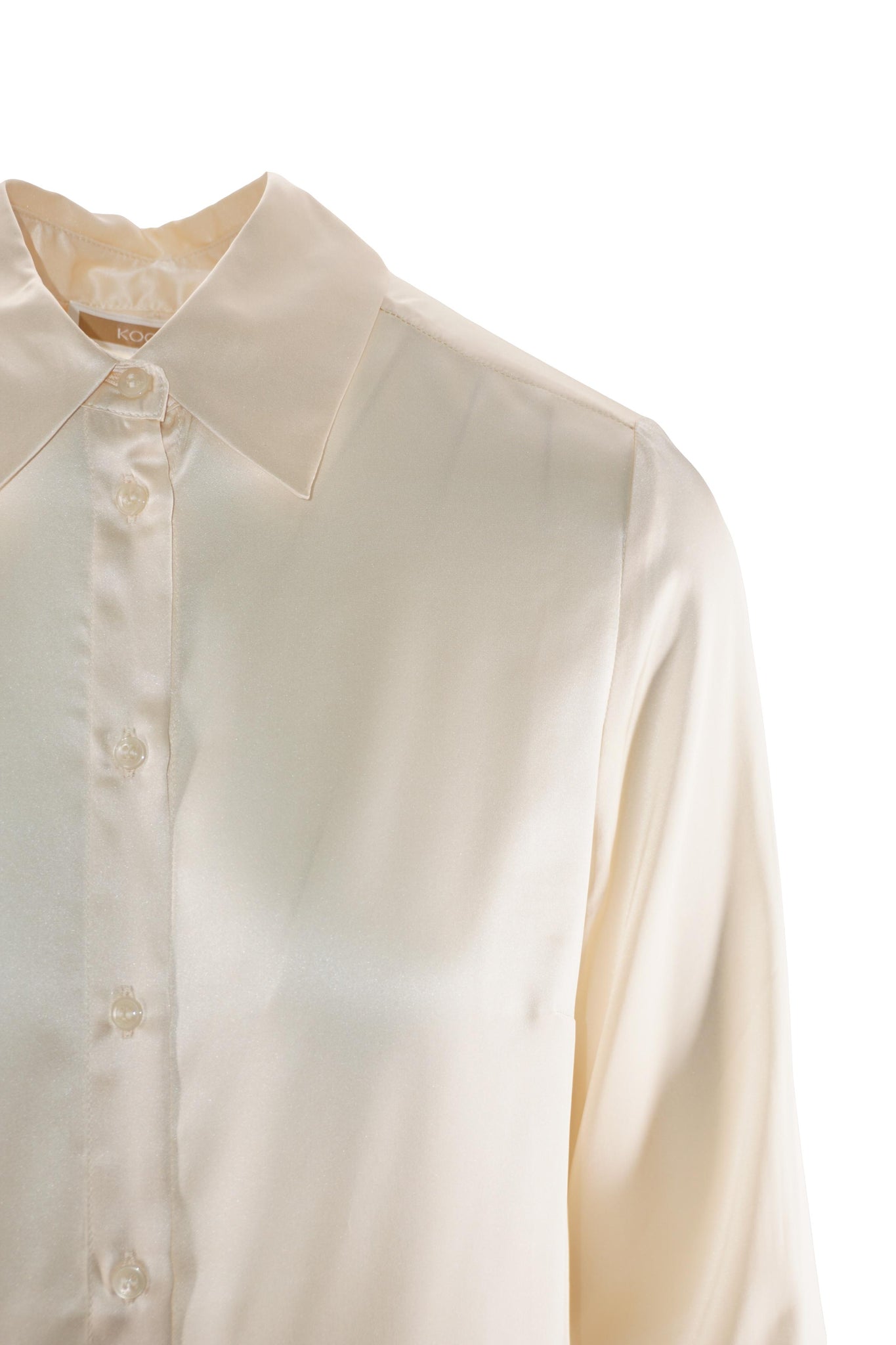 Camicia in Seta con Collo Classico / Beige - Ideal Moda