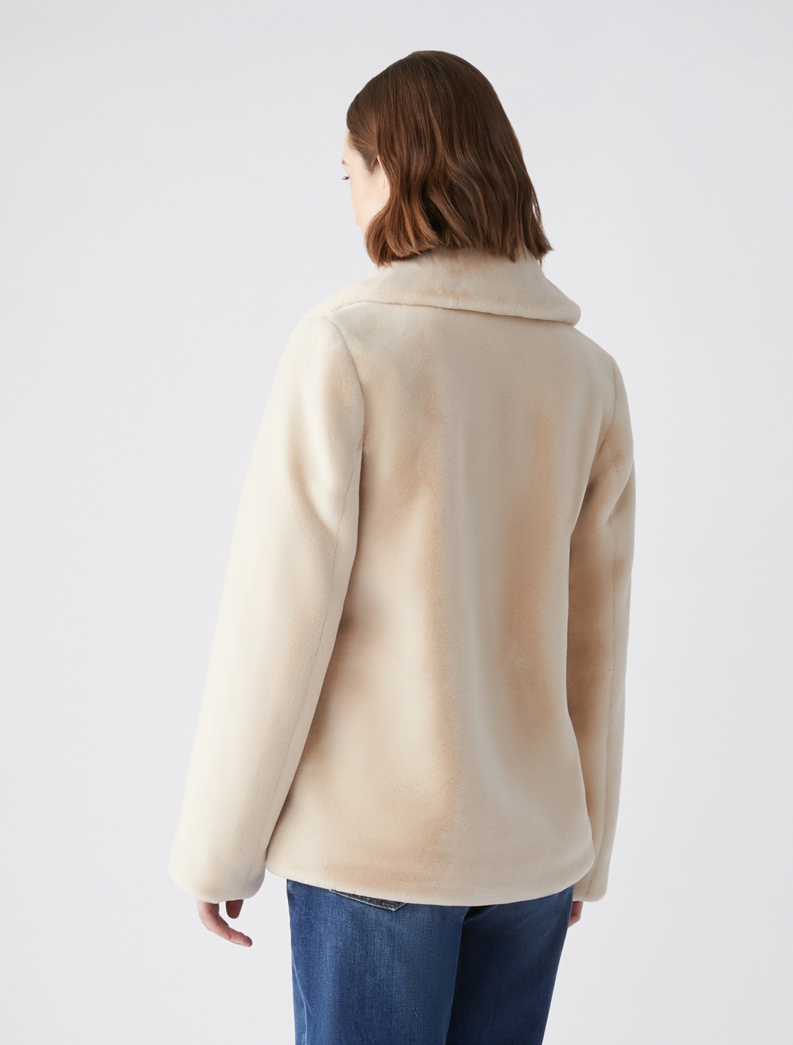 Giacca in Peluche / Beige - Ideal Moda