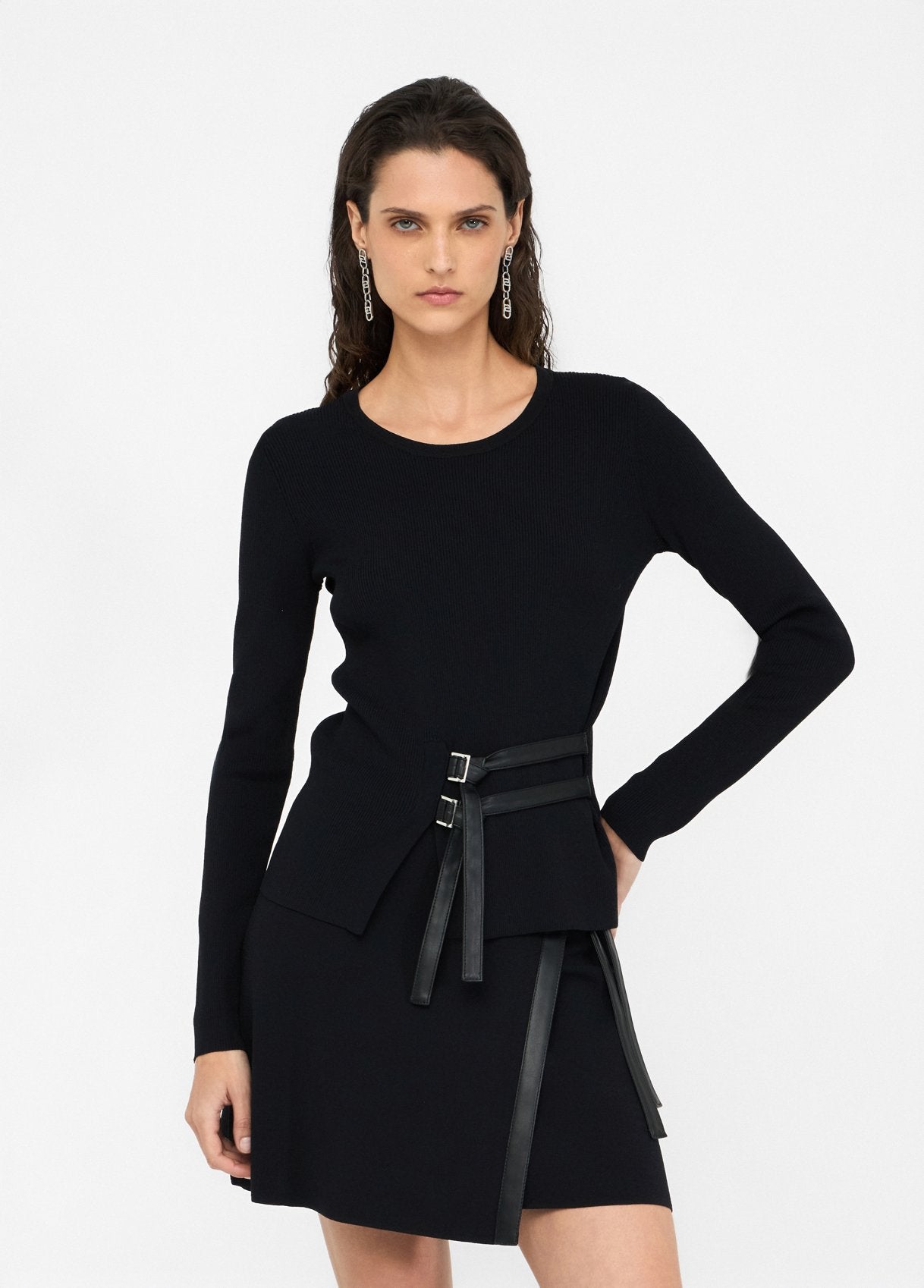 Maglia con Fibbie / Nero