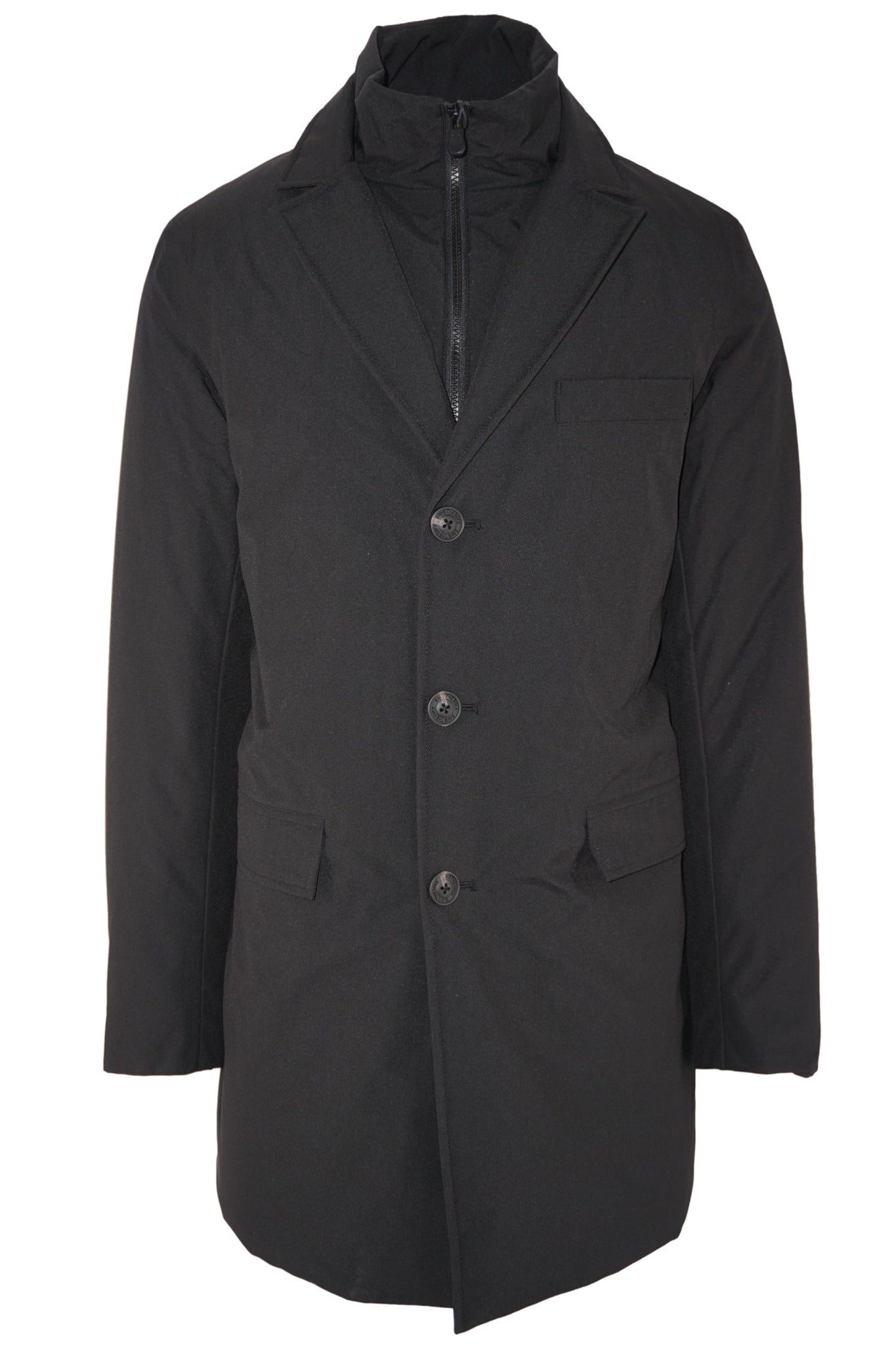 Giacca Lunga con Bottoni / Nero - Ideal Moda