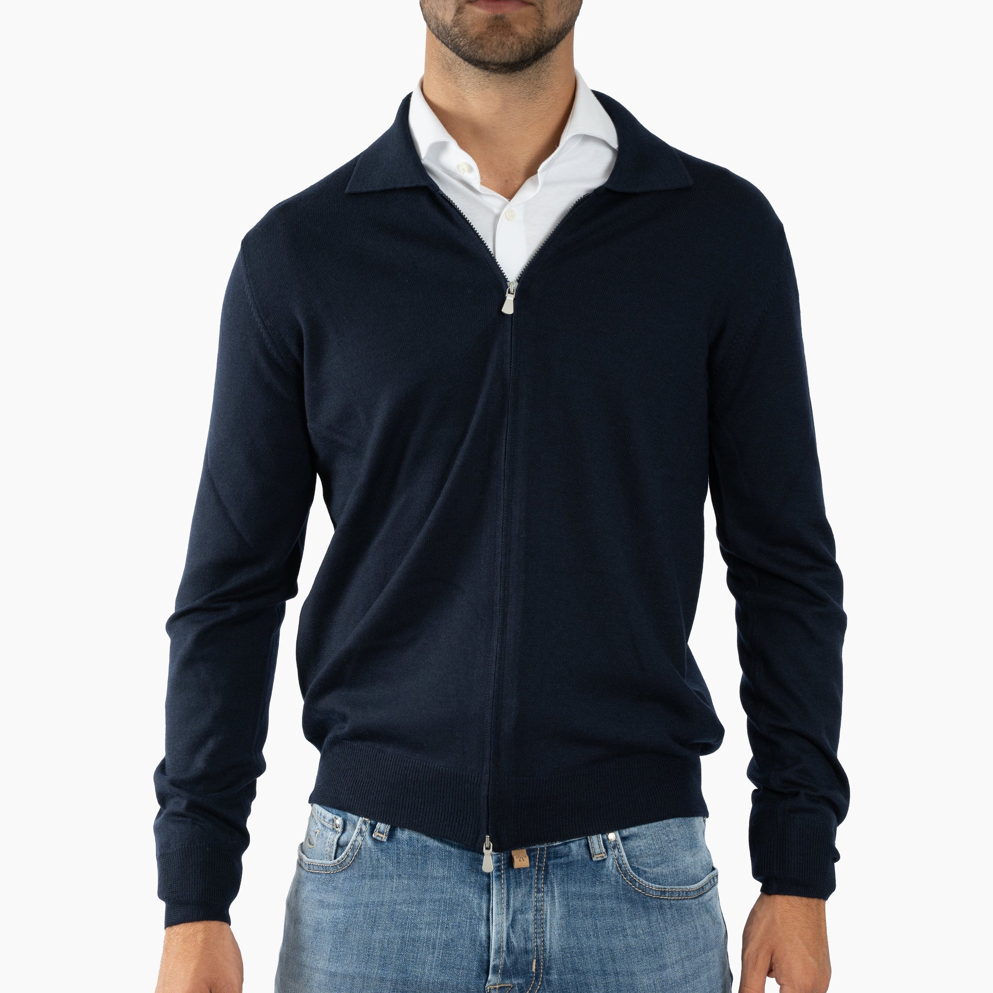 Maglia con Chiusura Full Zip / Blu