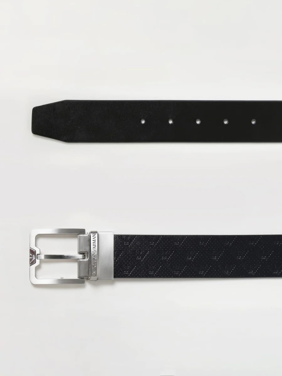 Cintura Reversibile in Pelle con Fibbia / Blu - Ideal Moda