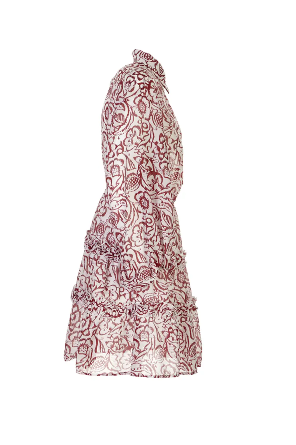 Abito Corto in Mussola di Cotone / Bordeaux - Ideal Moda